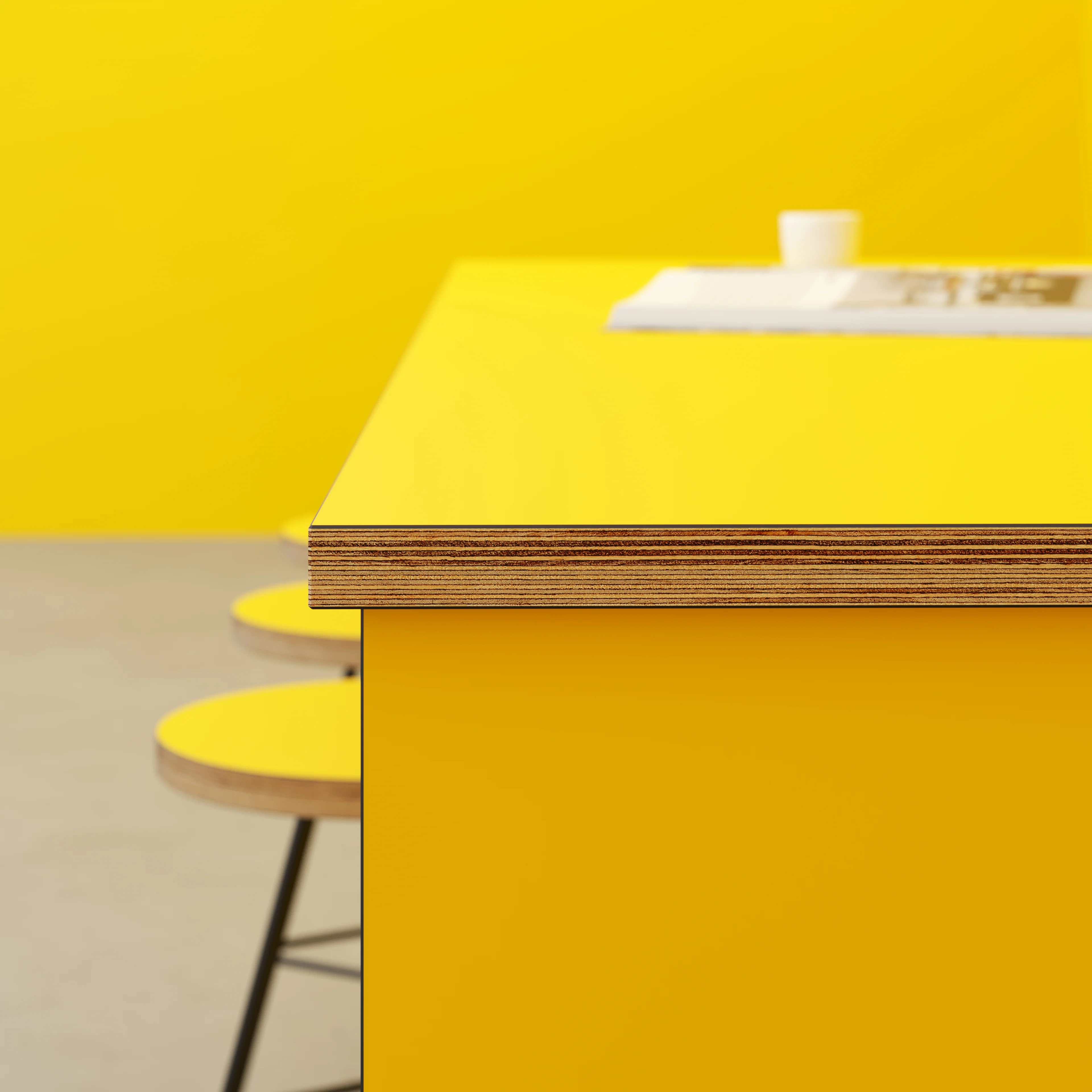 Plywood Worktop - Formica Chrome Yellow - 2400(w) x 900(d) - Image 3