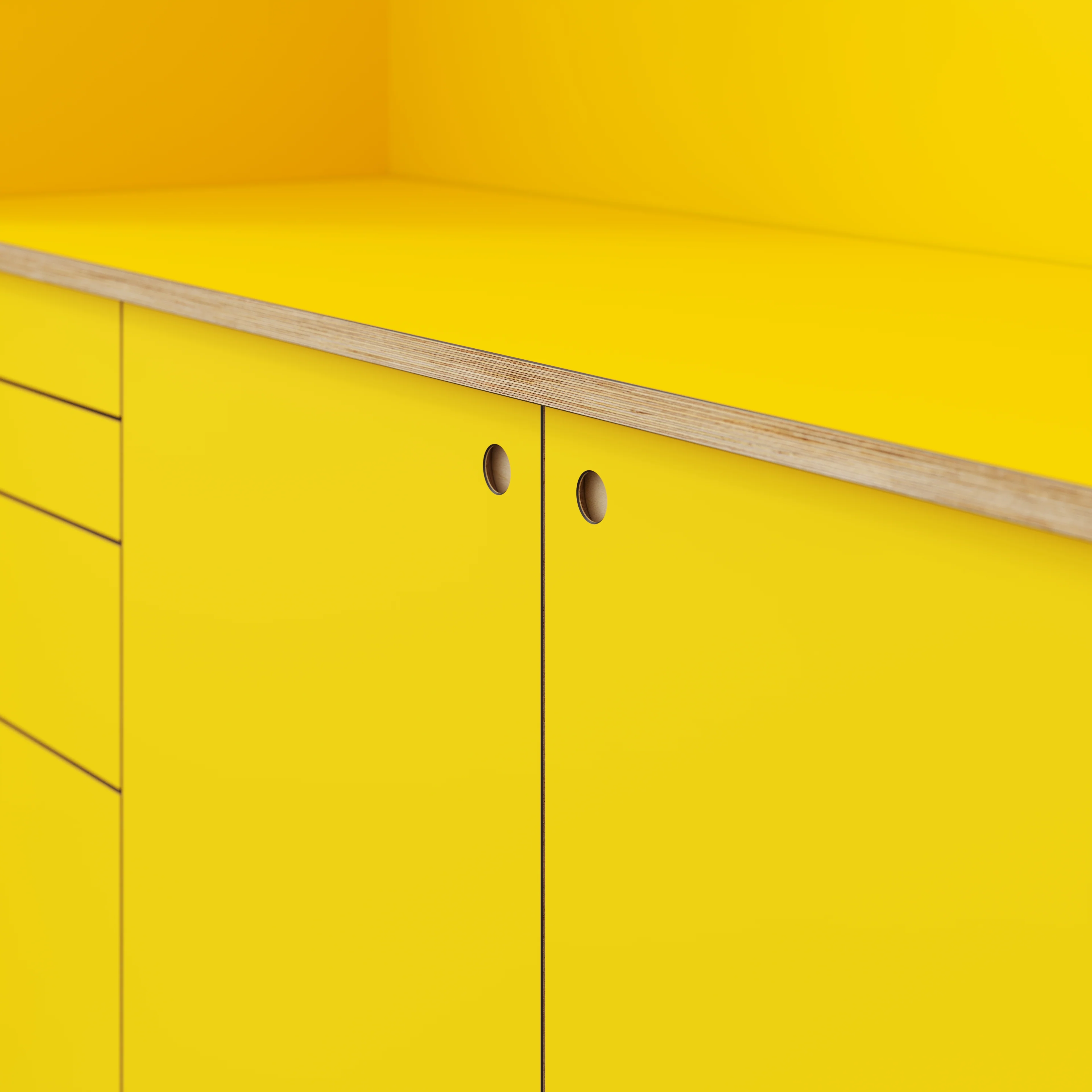 Plywood Worktop - Formica Chrome Yellow - 3000(w) x 635(d) - Image 3