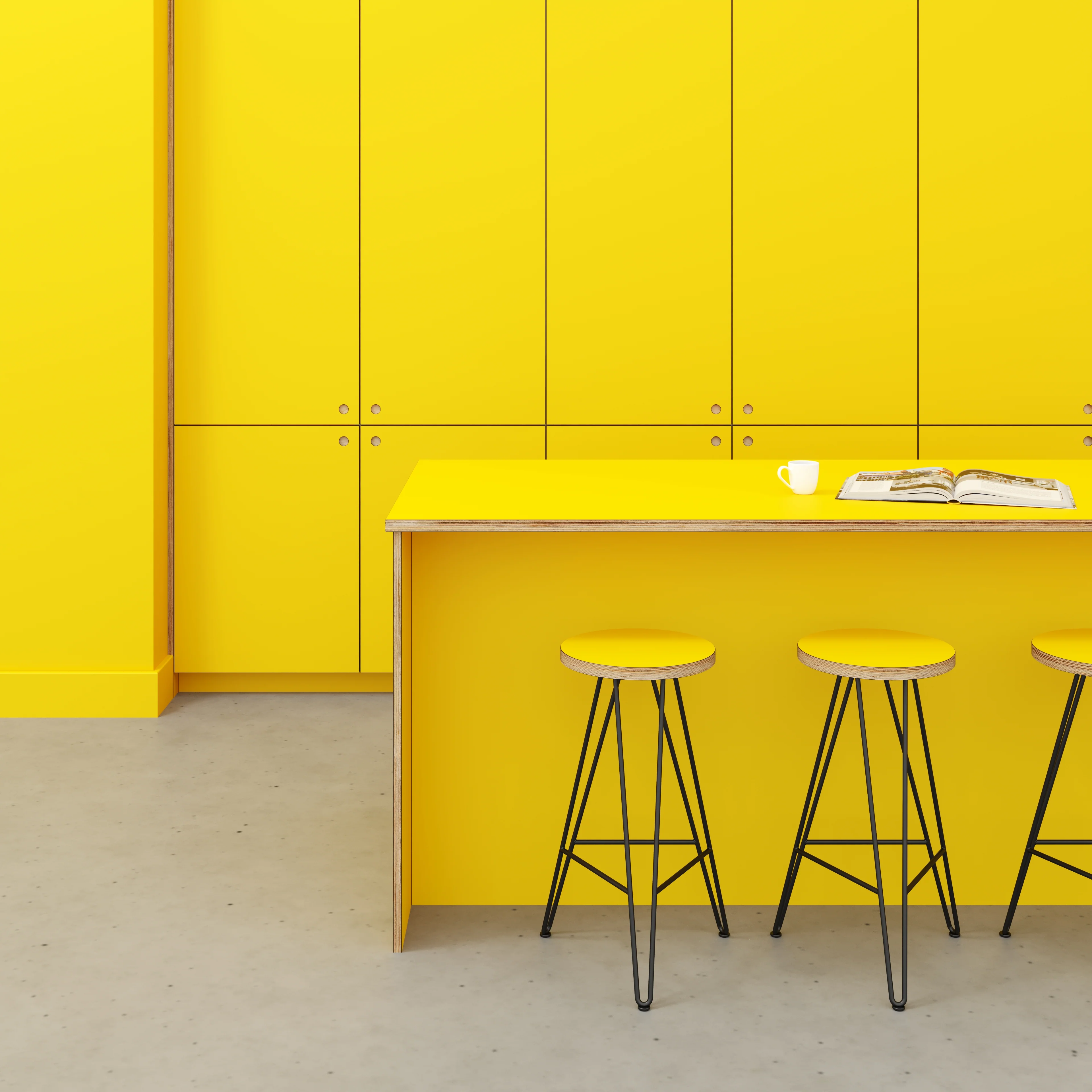 Plywood Worktop - Formica Chrome Yellow - 3000(w) x 900(d) - Image 2