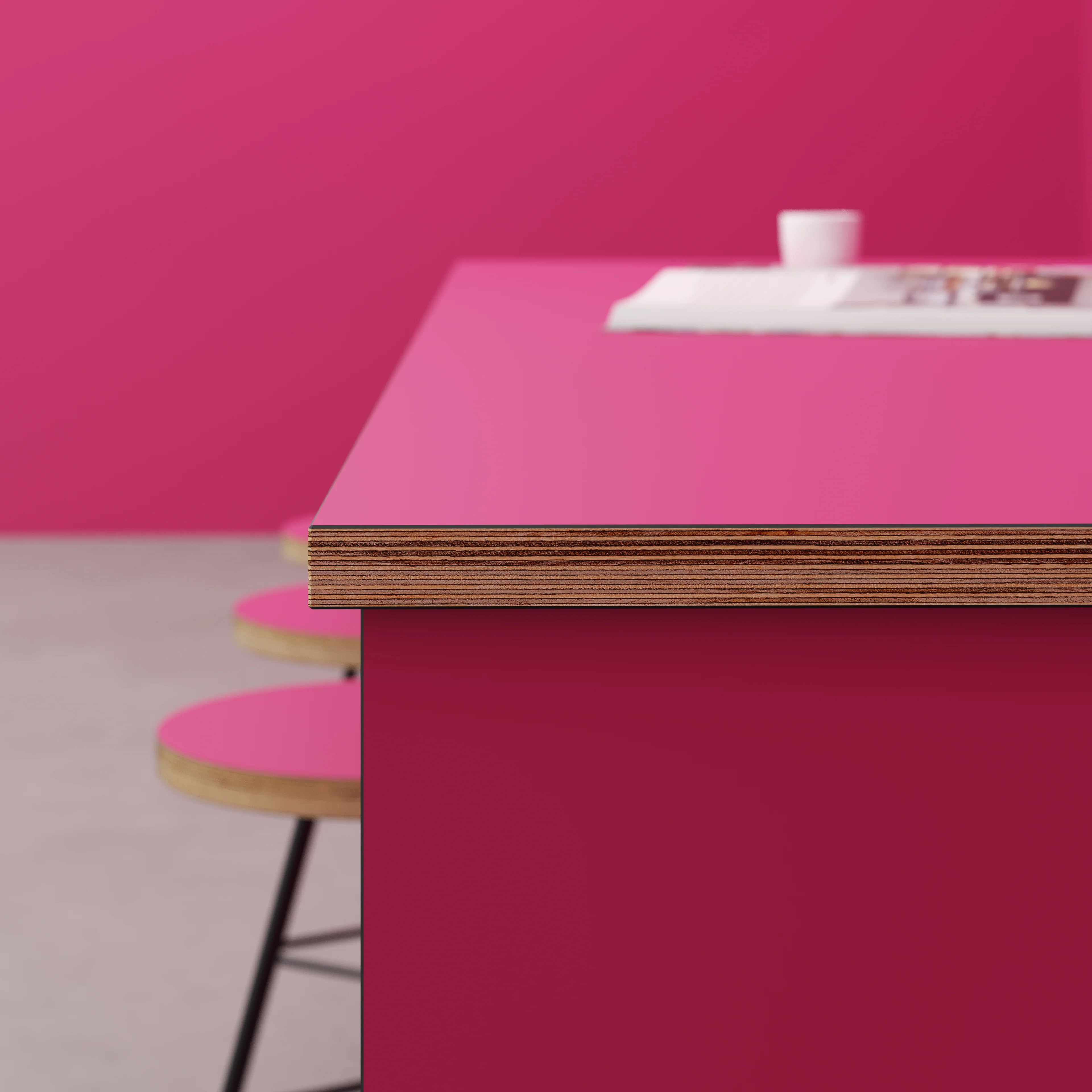 Plywood Worktop - Formica Juicy Pink - 2400(w) x 900(d) - Image 3