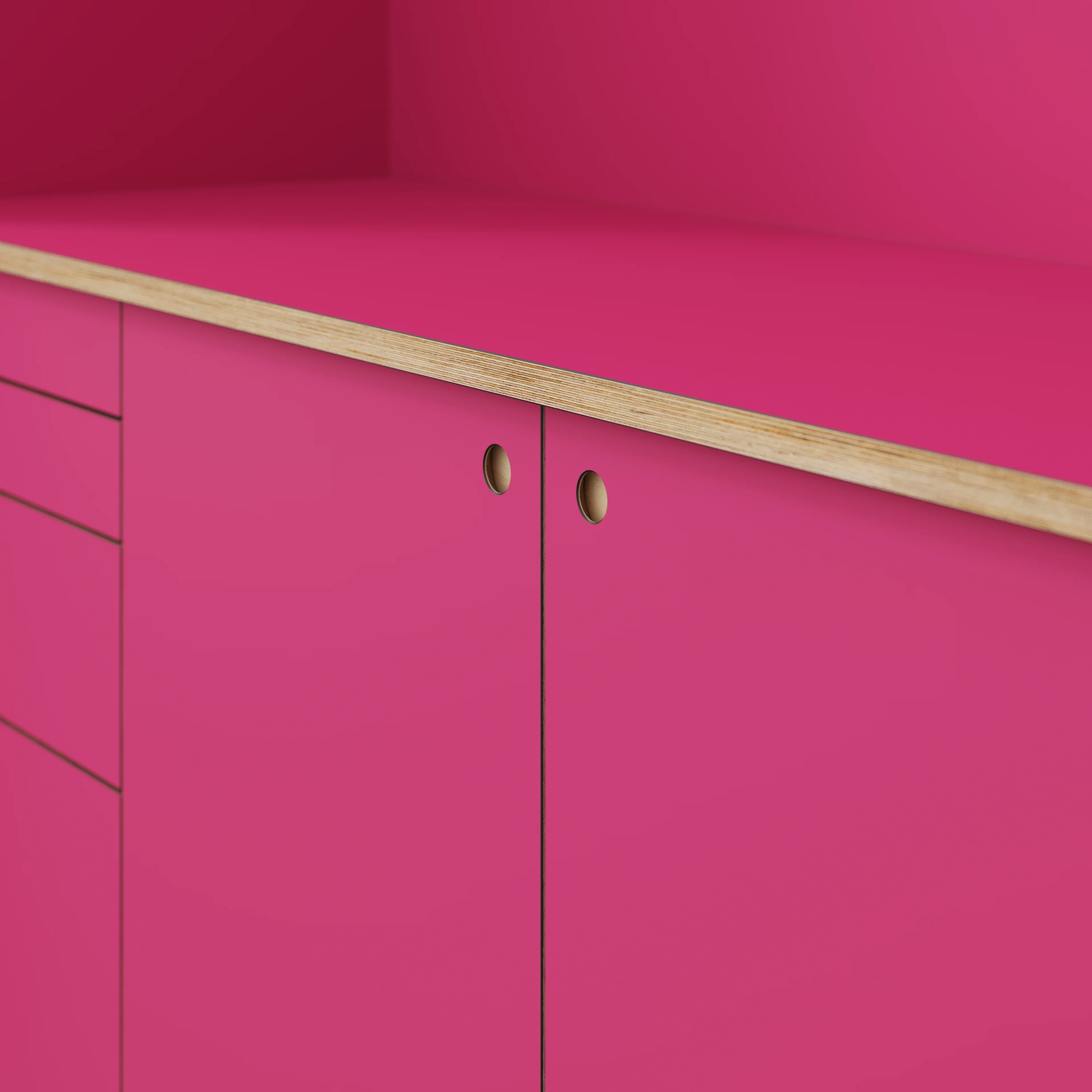 Plywood Worktop - Formica Juicy Pink - 3000(w) x 635(d) - Image 3