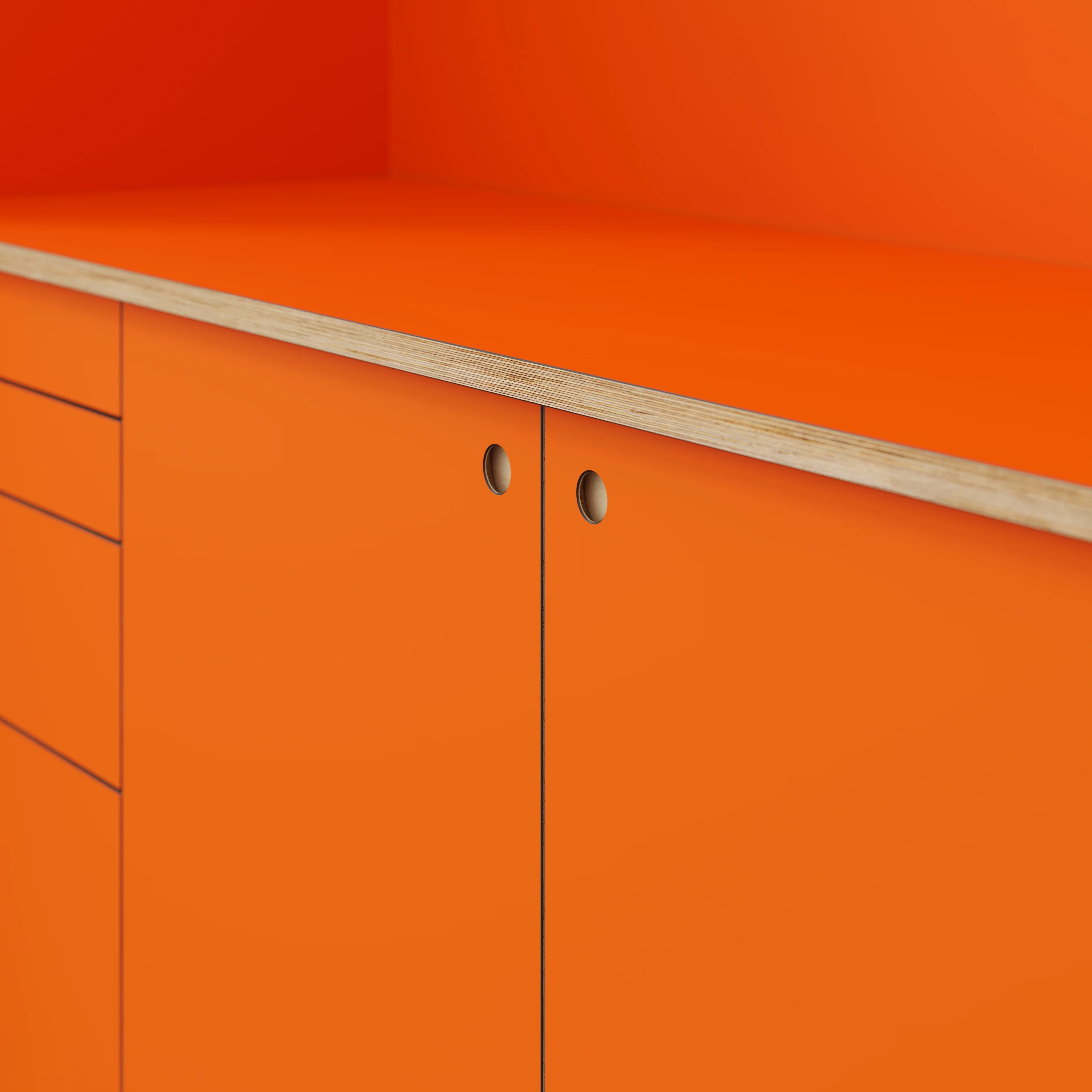 Plywood Worktop - Formica Levante Orange - 2400(w) x 635(d) - Image 3