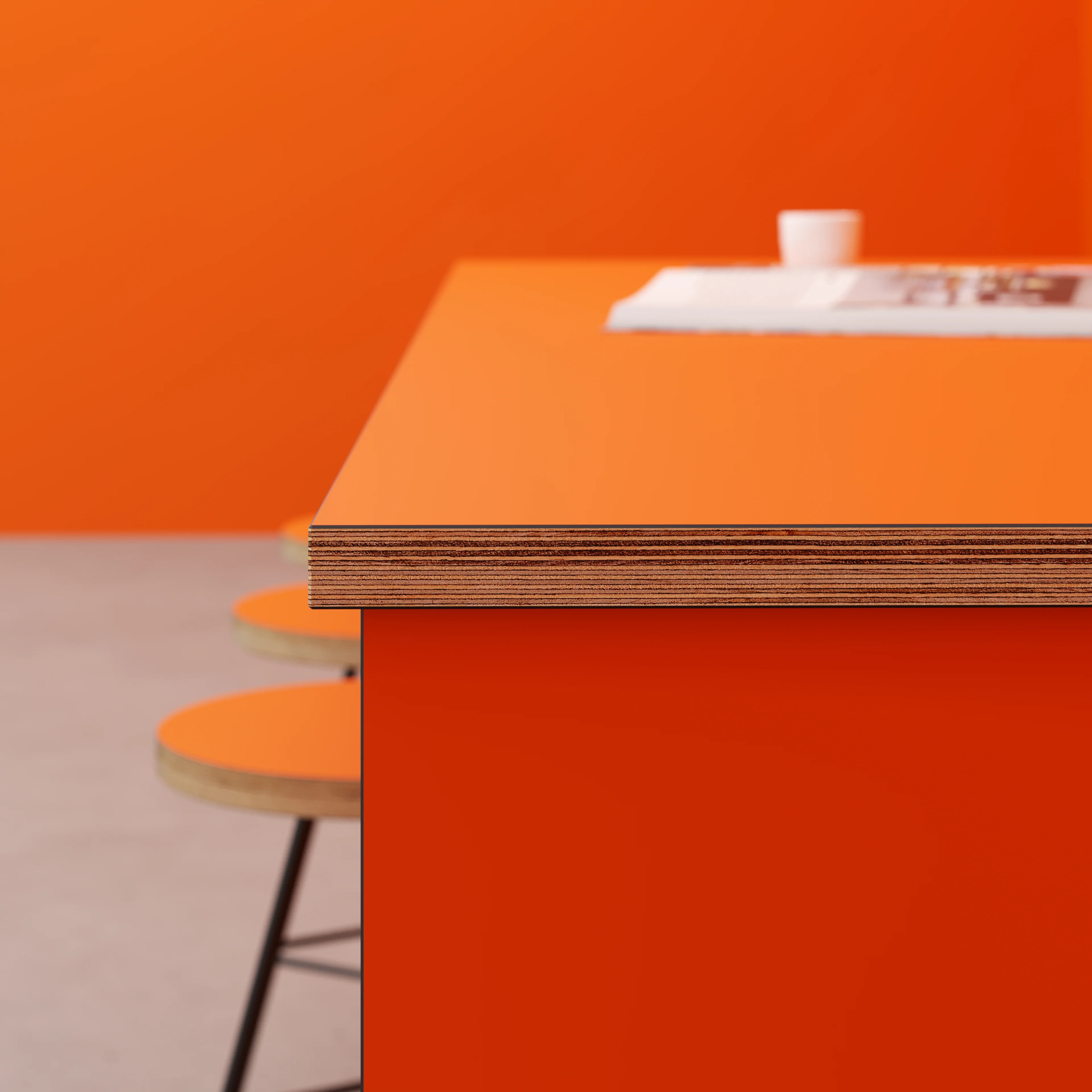 Plywood Worktop - Formica Levante Orange - 2400(w) x 900(d) - Image 3
