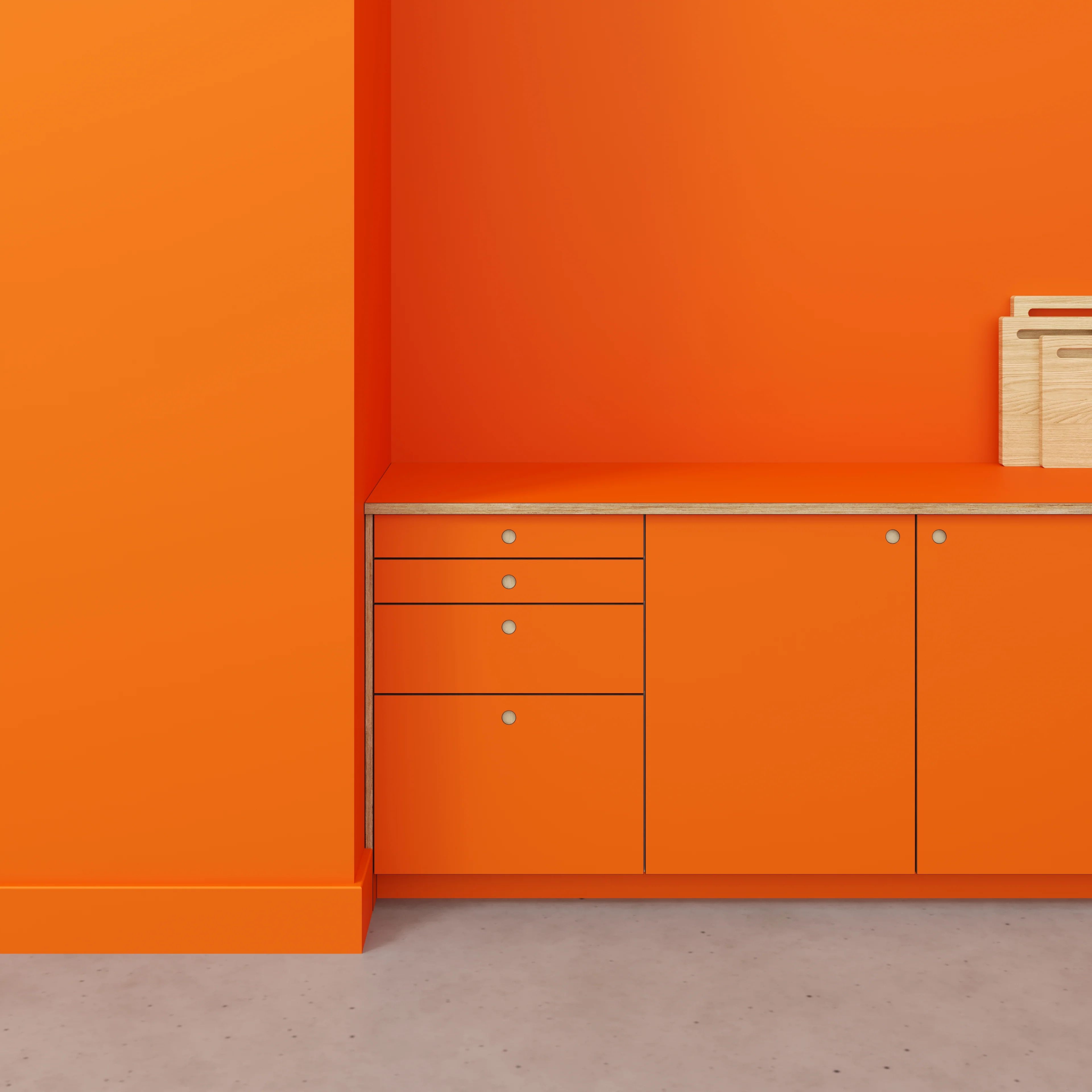 Plywood Worktop - Formica Levante Orange - 3000(w) x 635(d) - Image 2