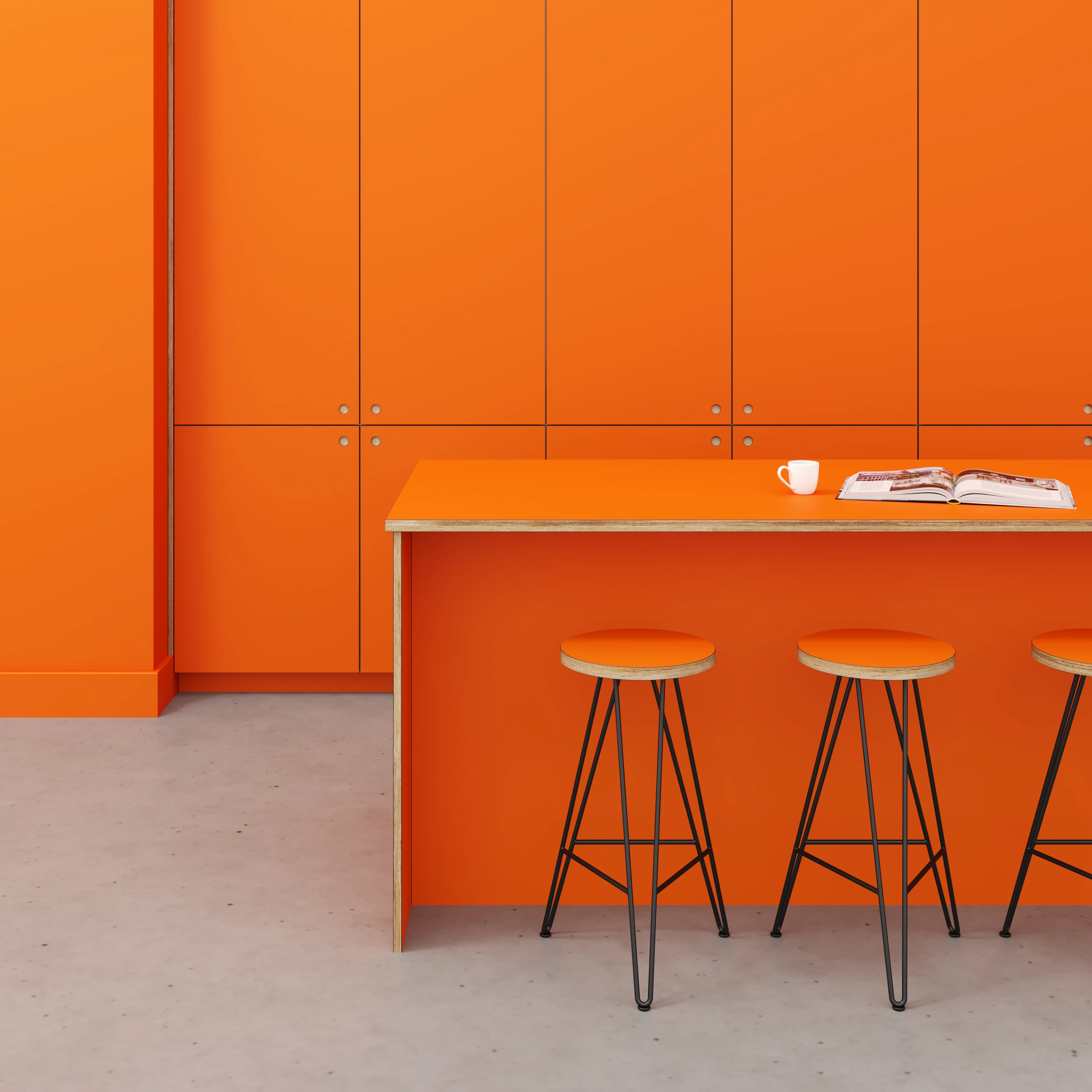 Plywood Worktop - Formica Levante Orange - 3000(w) x 900(d) - Image 2
