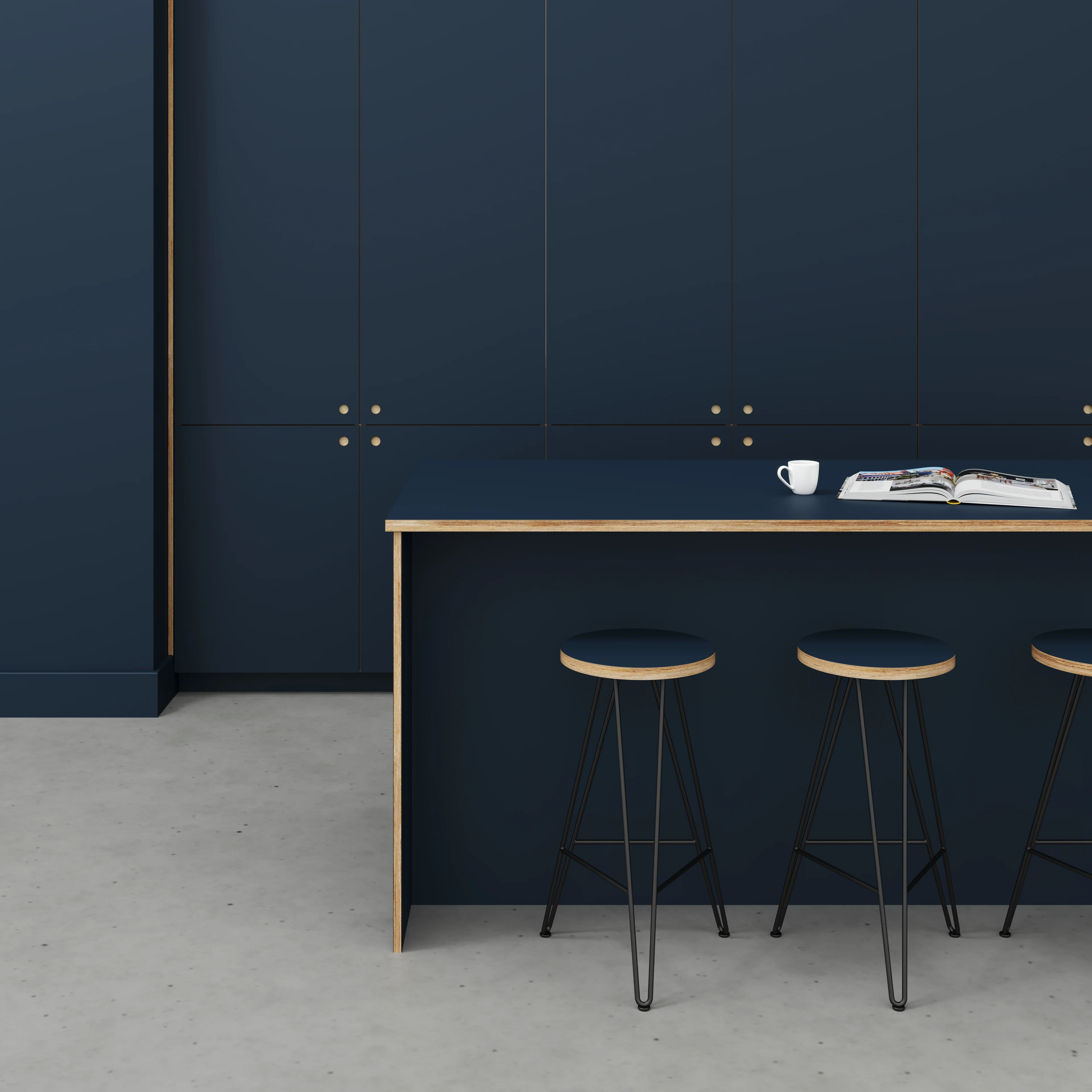 Plywood Worktop - Formica Night Sea Blue - 2400(w) x 900(d) - Image 2