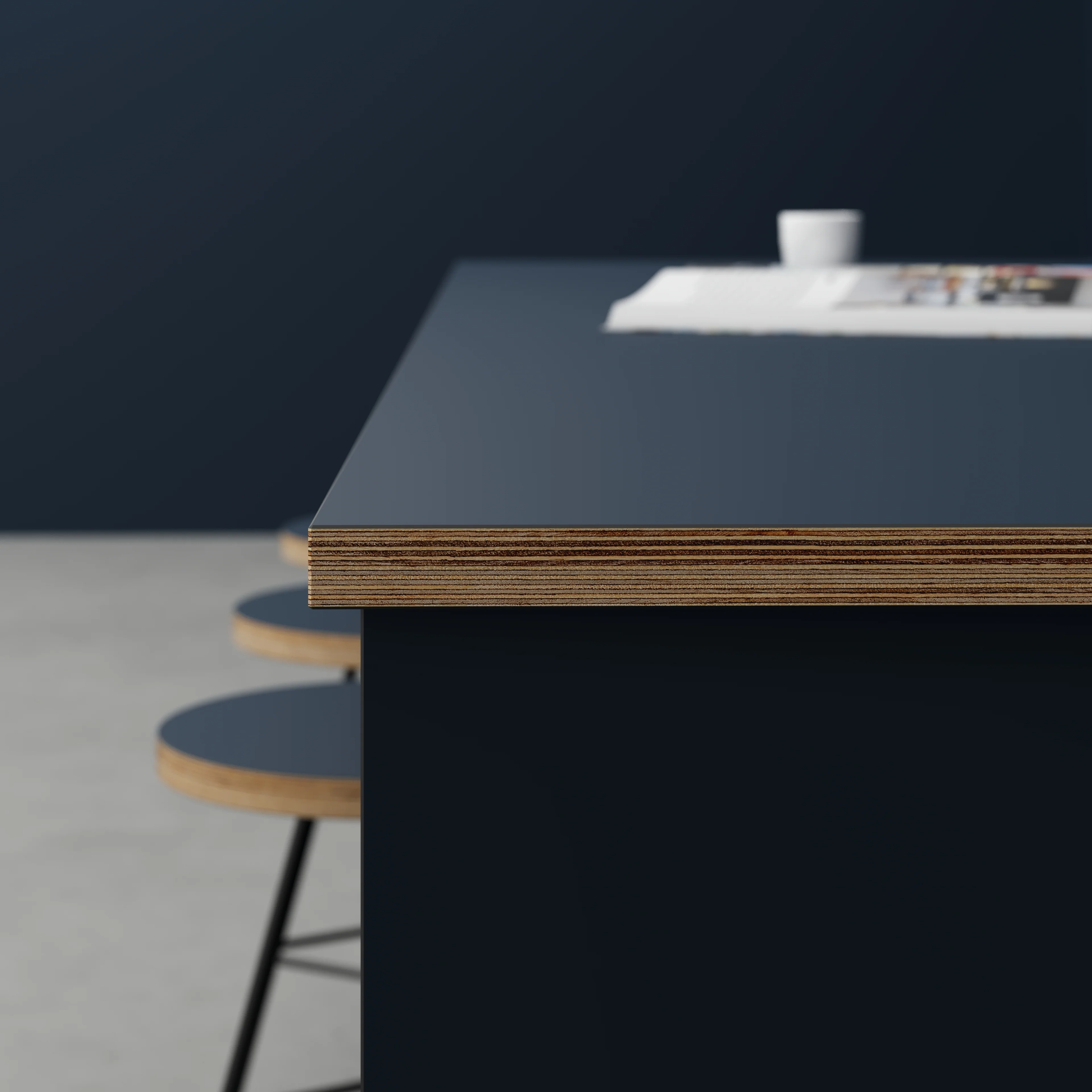 Plywood Worktop - Formica Night Sea Blue - 2400(w) x 900(d) - Image 3