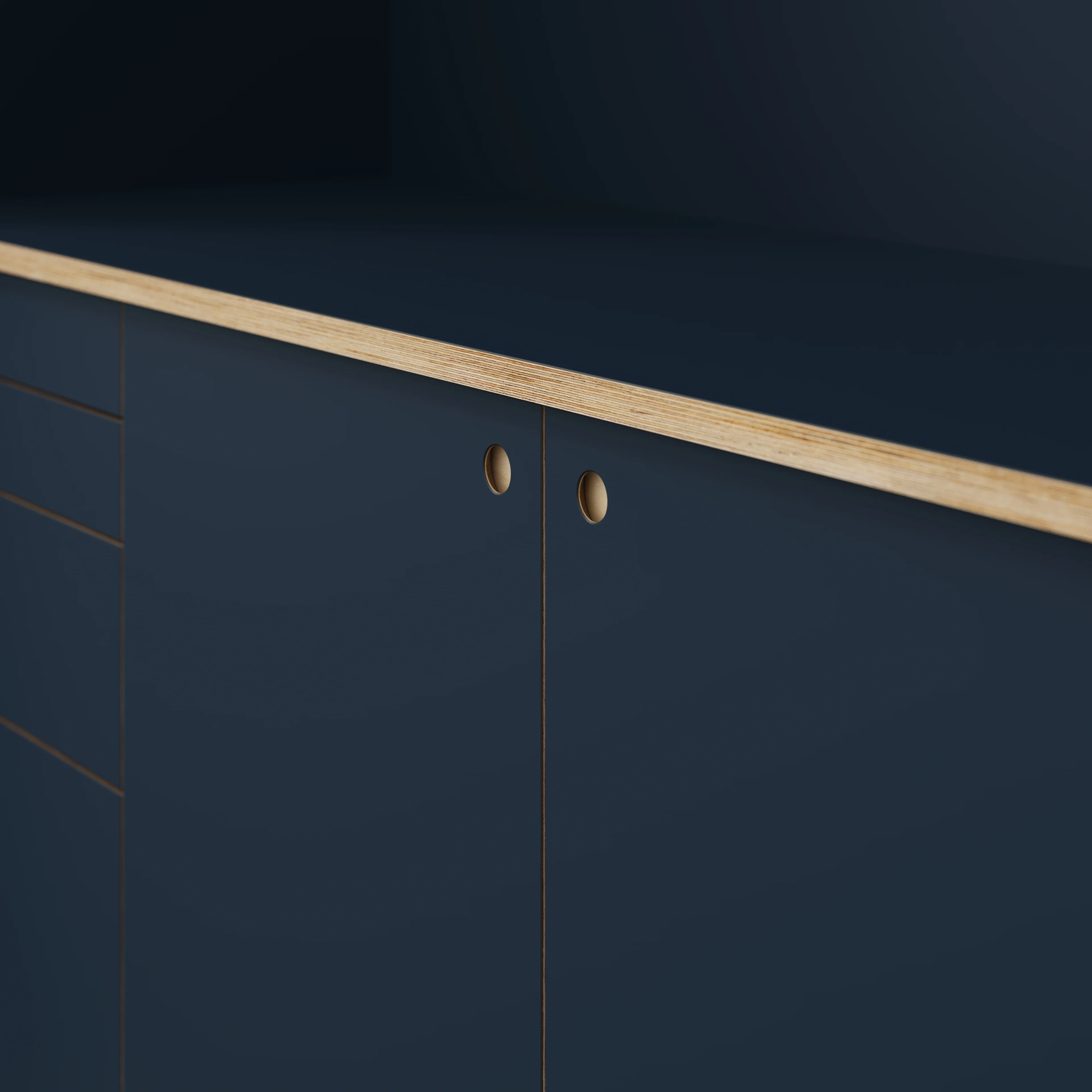 Plywood Worktop - Formica Night Sea Blue - 3000(w) x 635(d) - Image 3