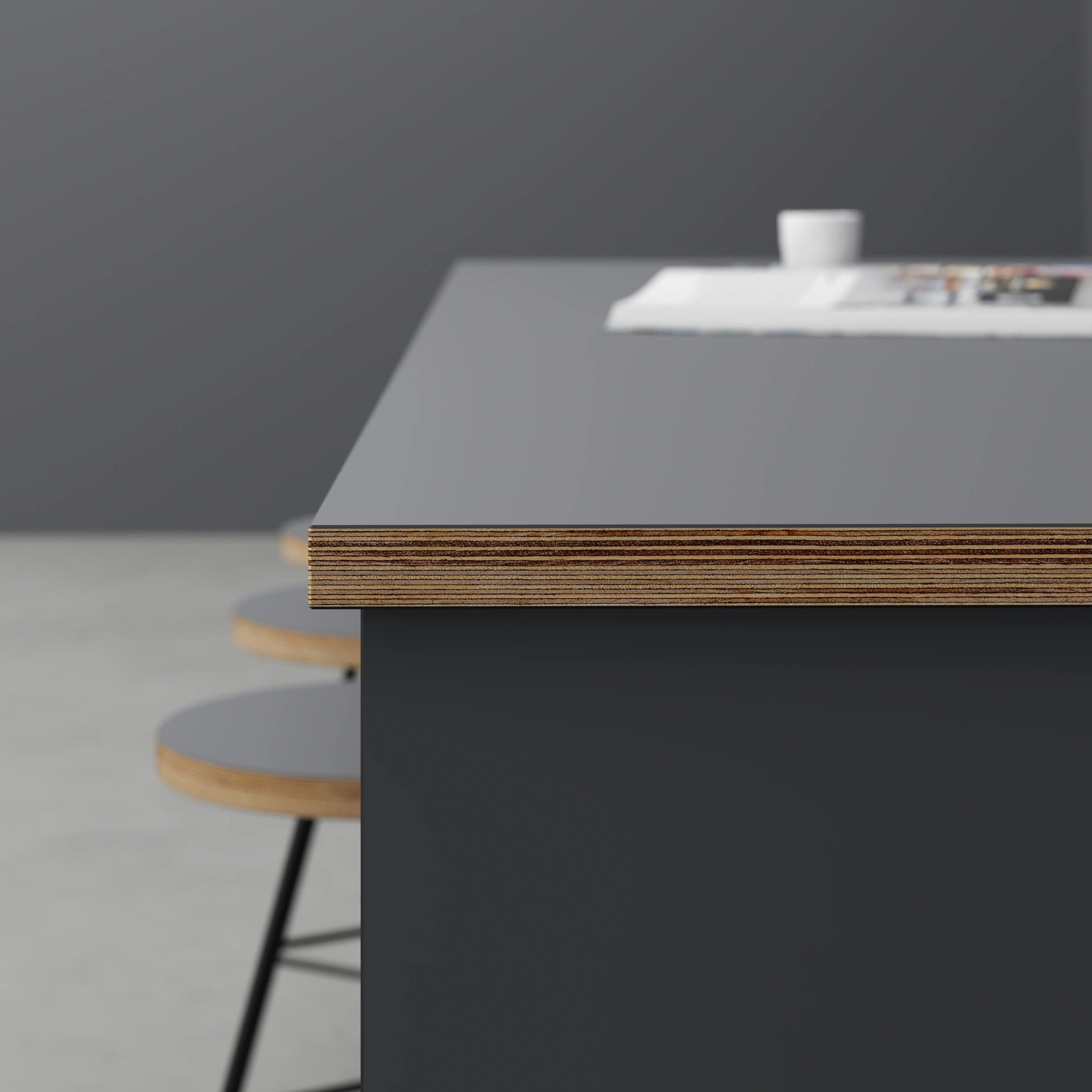 Plywood Worktop - Formica Tornado Grey - 3000(w) x 900(d) - Image 3