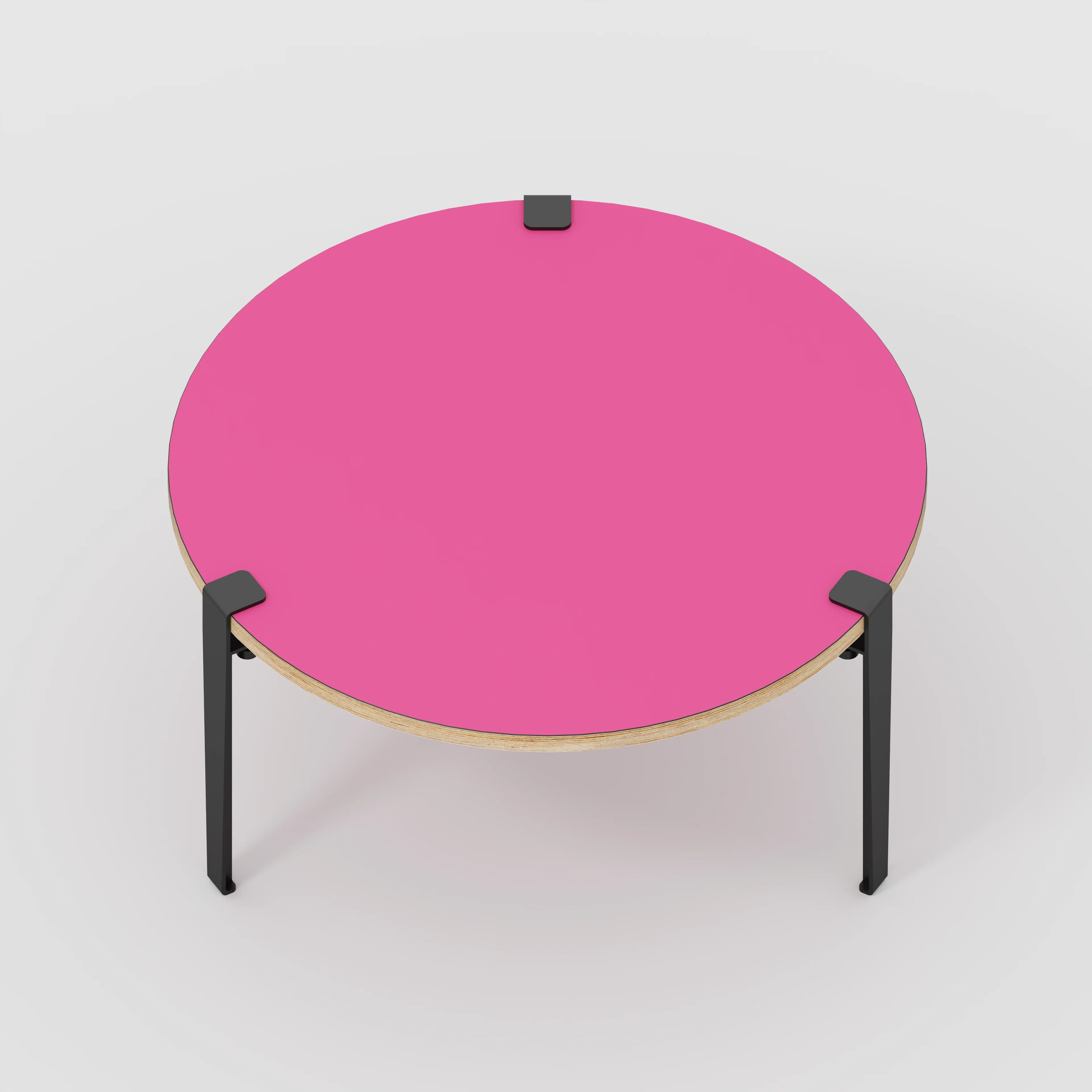 Plywood Round Coffee Table with Black Tiptoe Legs - Formica Juicy Pink - 800(dia) x 430(h) - Image 5