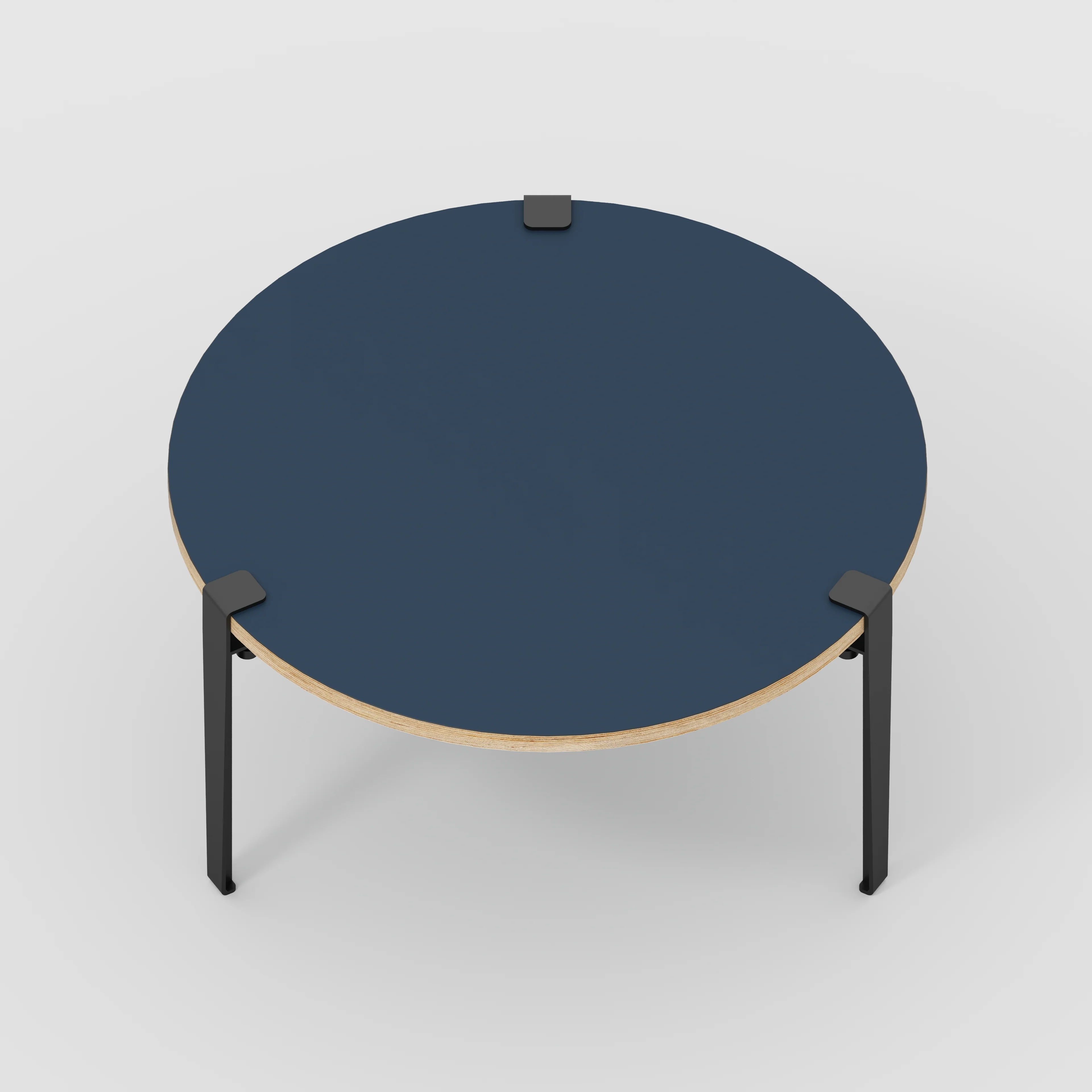 Plywood Round Coffee Table with Black Tiptoe Legs - Formica Night Sea Blue - 800(dia) x 430(h) - Image 5