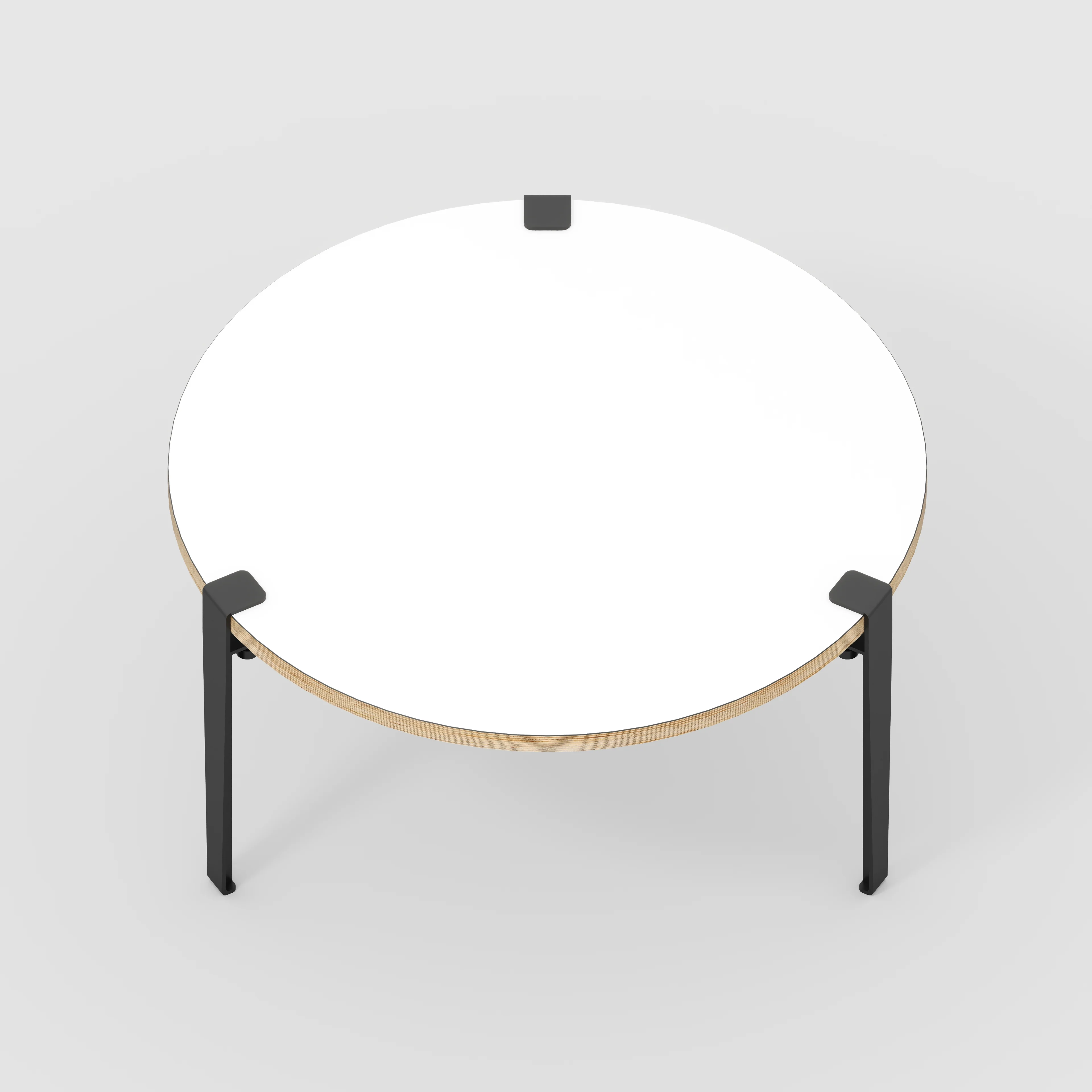 Plywood Round Coffee Table with Black Tiptoe Legs - Formica White - 800(dia) x 430(h) - Image 5