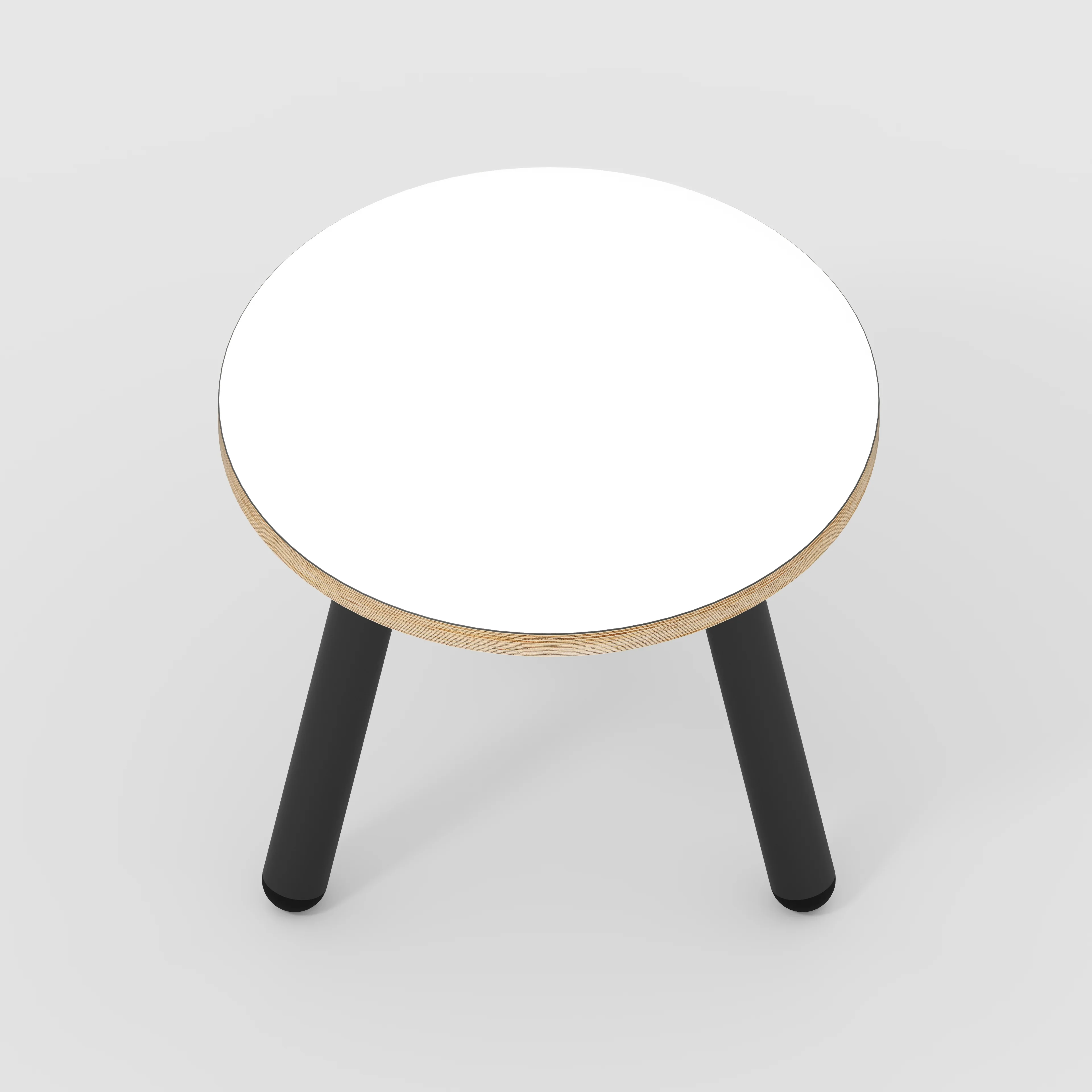Plywood Round Side Table with Black Round Single Pin Legs - Formica White - 500(w) x 500(d) x 425(h) - Image 5