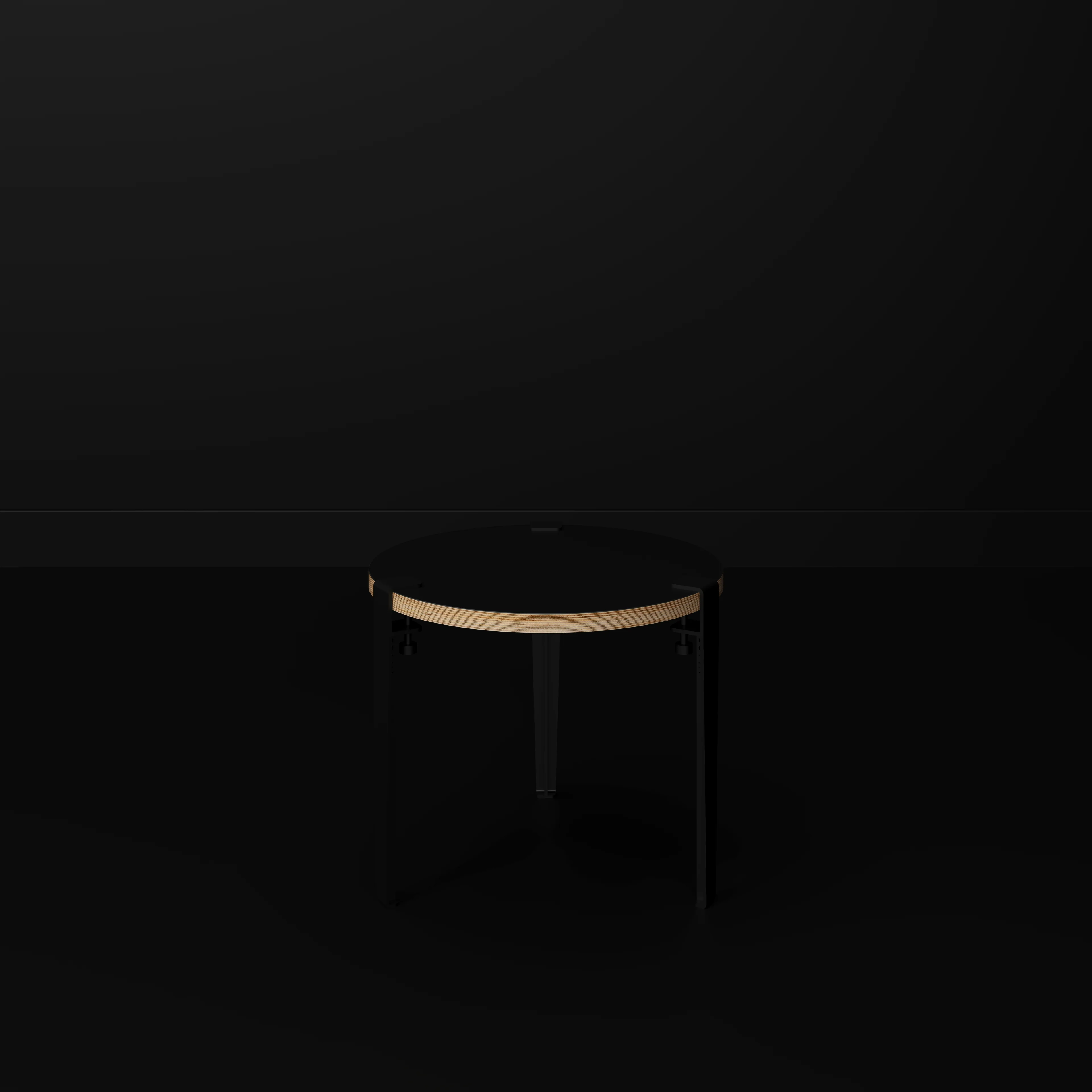 Plywood Round Side Table with Black Tiptoe Legs - Formica Diamond Black - 500(dia) x 430(h) - Image 2