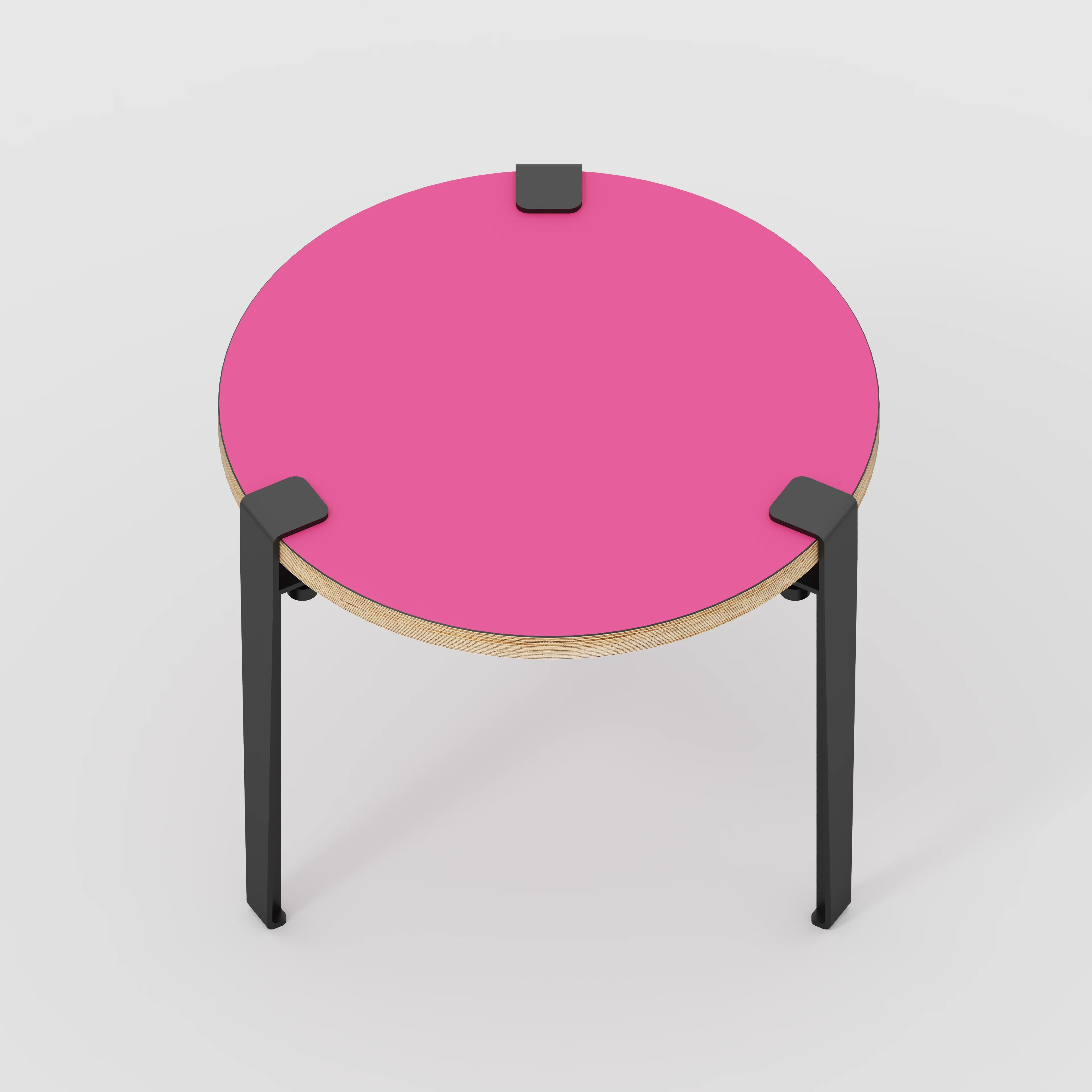 Plywood Round Side Table with Black Tiptoe Legs - Formica Juicy Pink - 500(dia) x 430(h) - Image 5