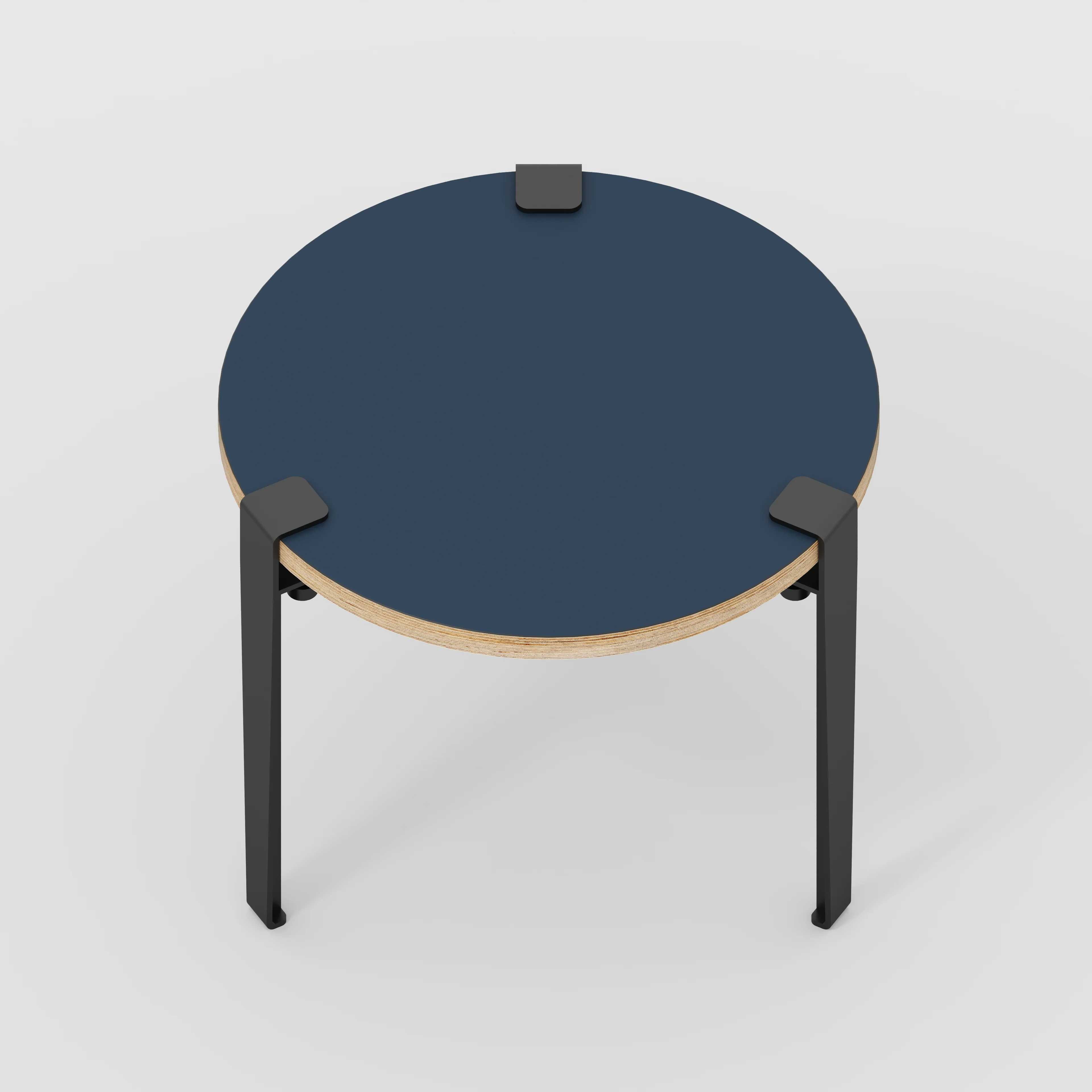 Plywood Round Side Table with Black Tiptoe Legs - Formica Night Sea Blue - 500(dia) x 430(h) - Image 5