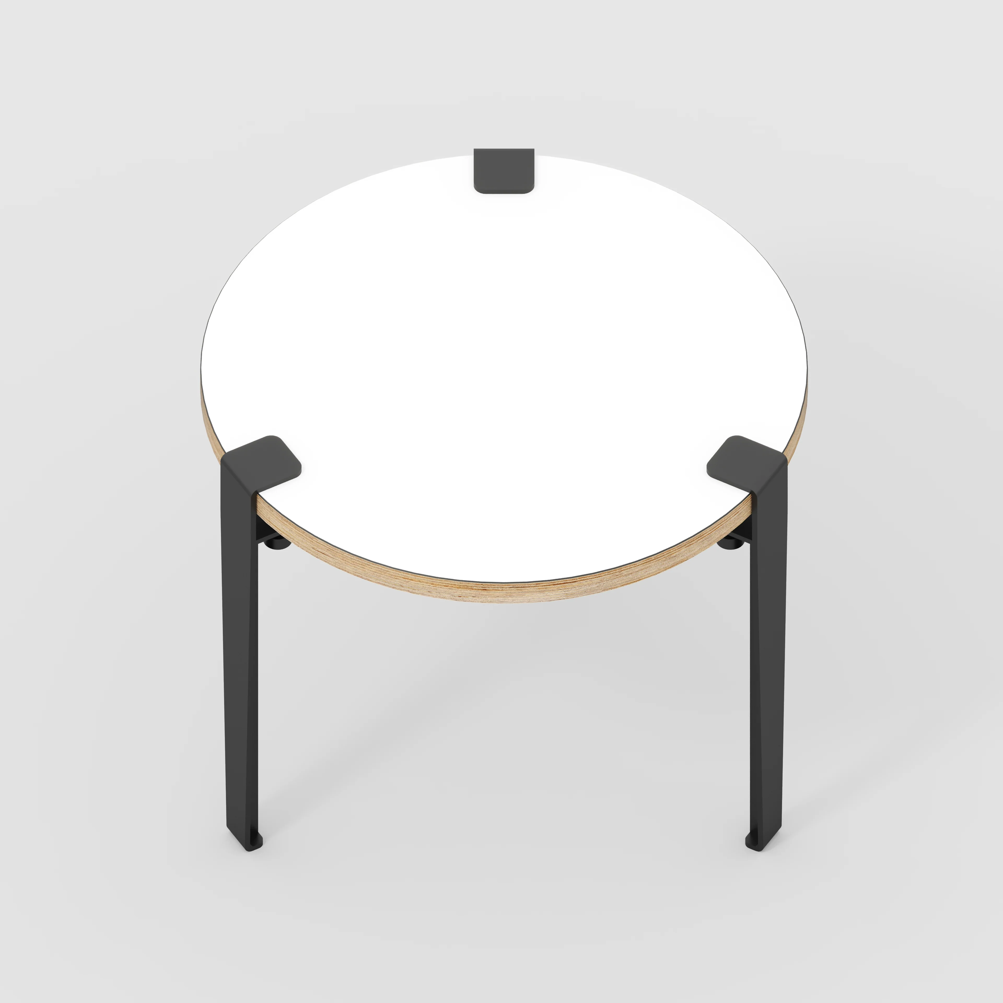 Plywood Round Side Table with Black Tiptoe Legs - Formica White - 500(dia) x 430(h) - Image 5