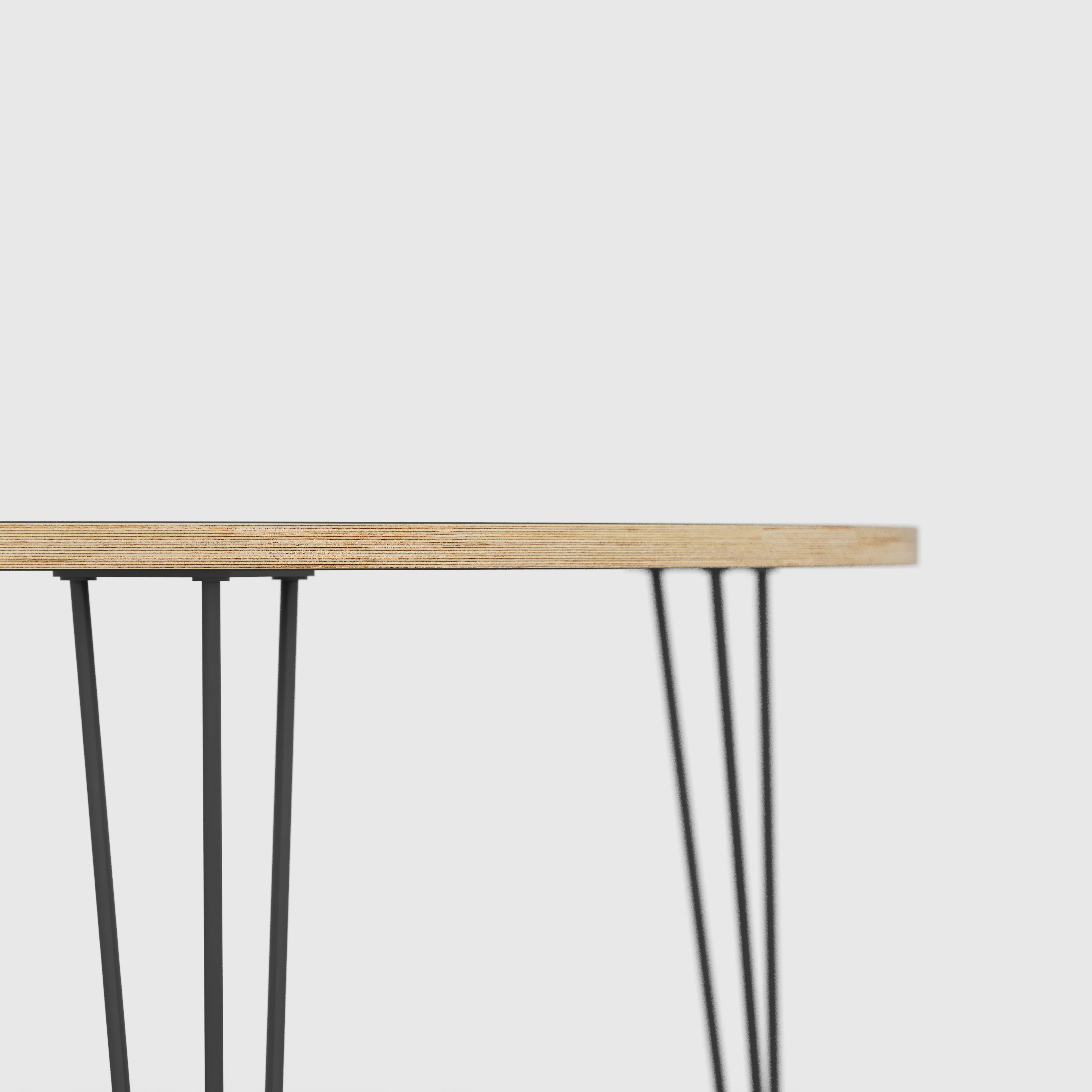 Plywood Round Table with Black Hairpin Legs - Formica White - 1200(dia) x 735(h) - Image 4