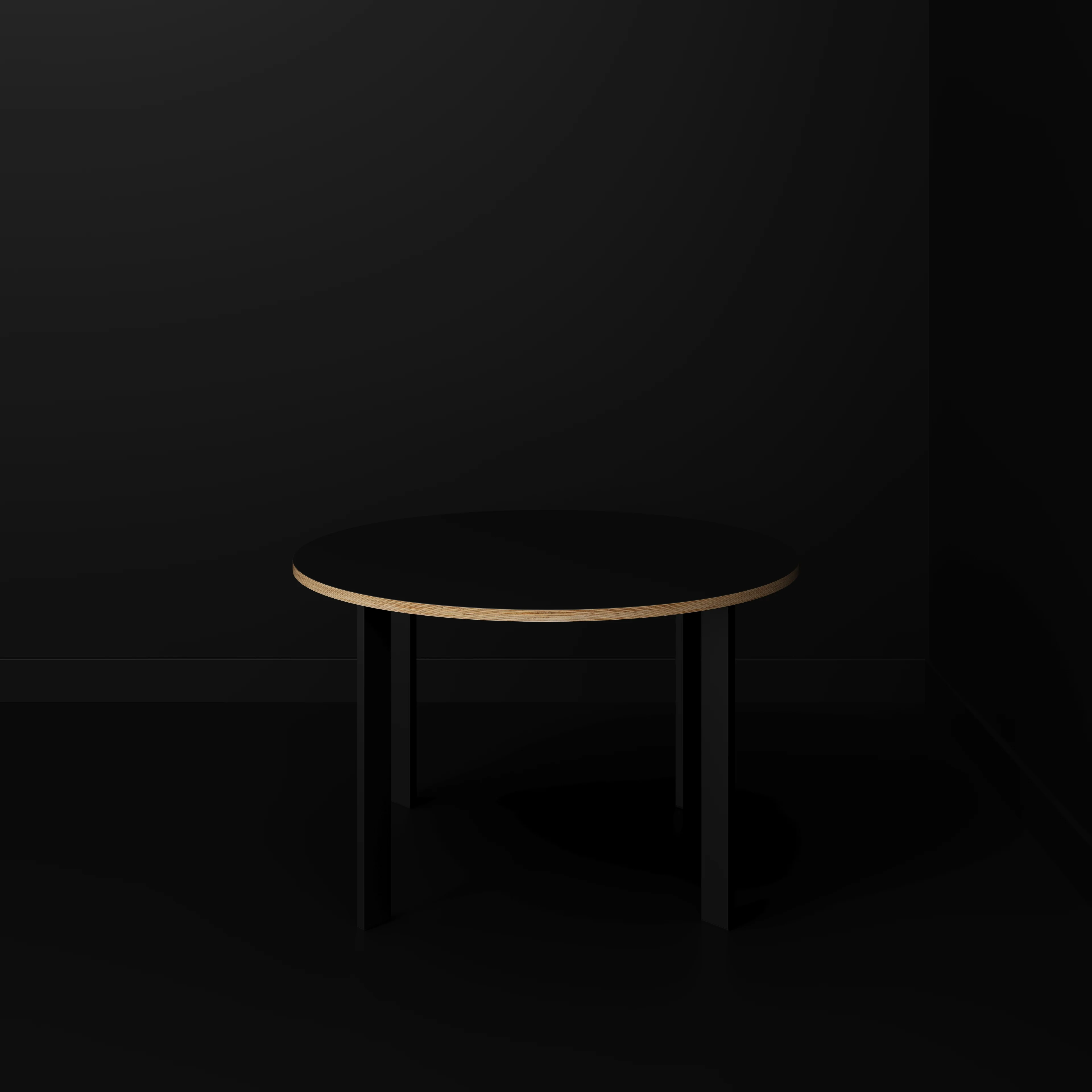 Plywood Round Table with Black Rectangular Single Pin Legs - Formica Diamond Black - 1200(dia) x 735(h) - Image 2