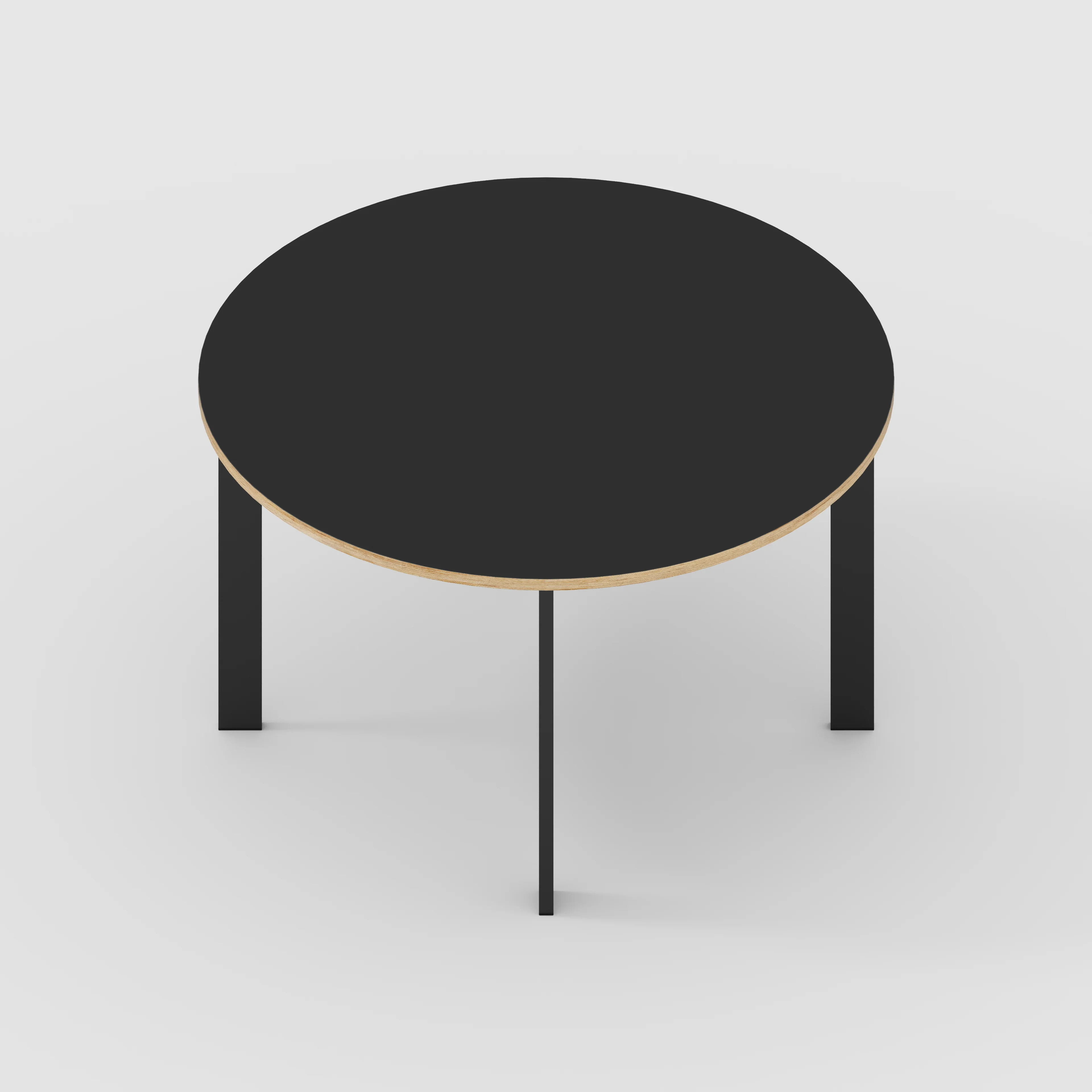 Plywood Round Table with Black Rectangular Single Pin Legs - Formica Diamond Black - 1200(dia) x 735(h) - Image 5