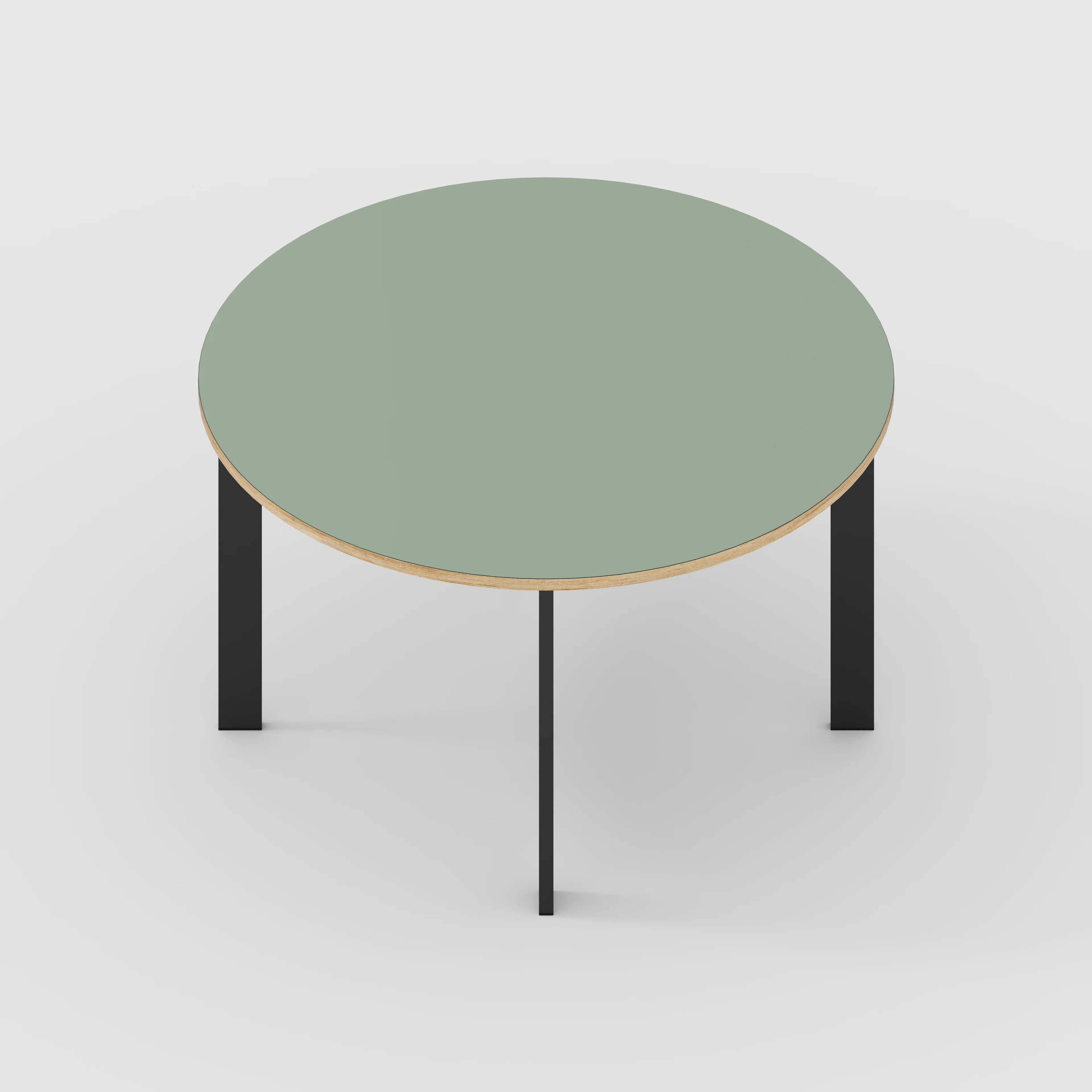 Plywood Round Table with Black Rectangular Single Pin Legs - Formica Green Slate - 1200(dia) x 735(h) - Image 5