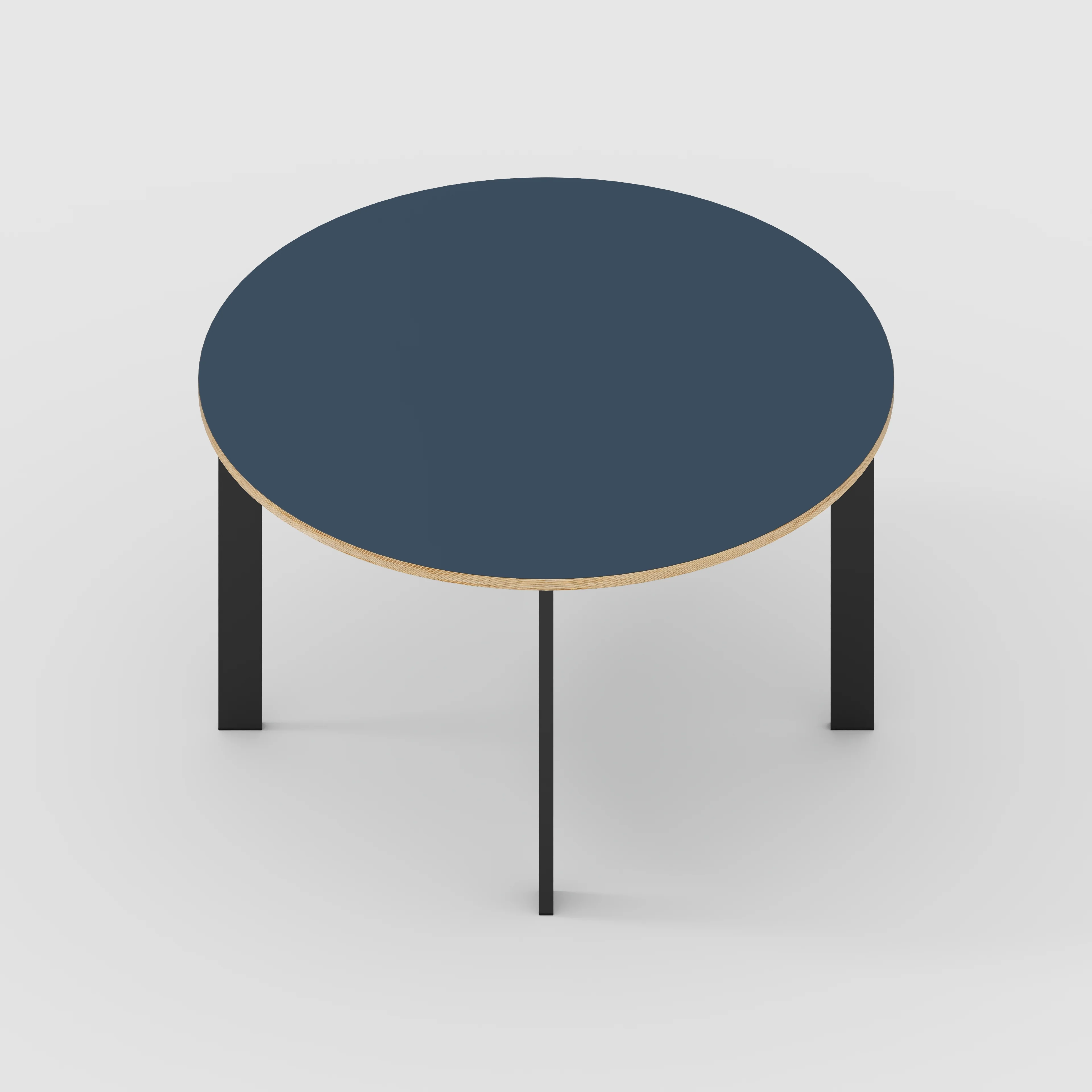 Plywood Round Table with Black Rectangular Single Pin Legs - Formica Night Sea Blue - 1200(dia) x 735(h) - Image 5