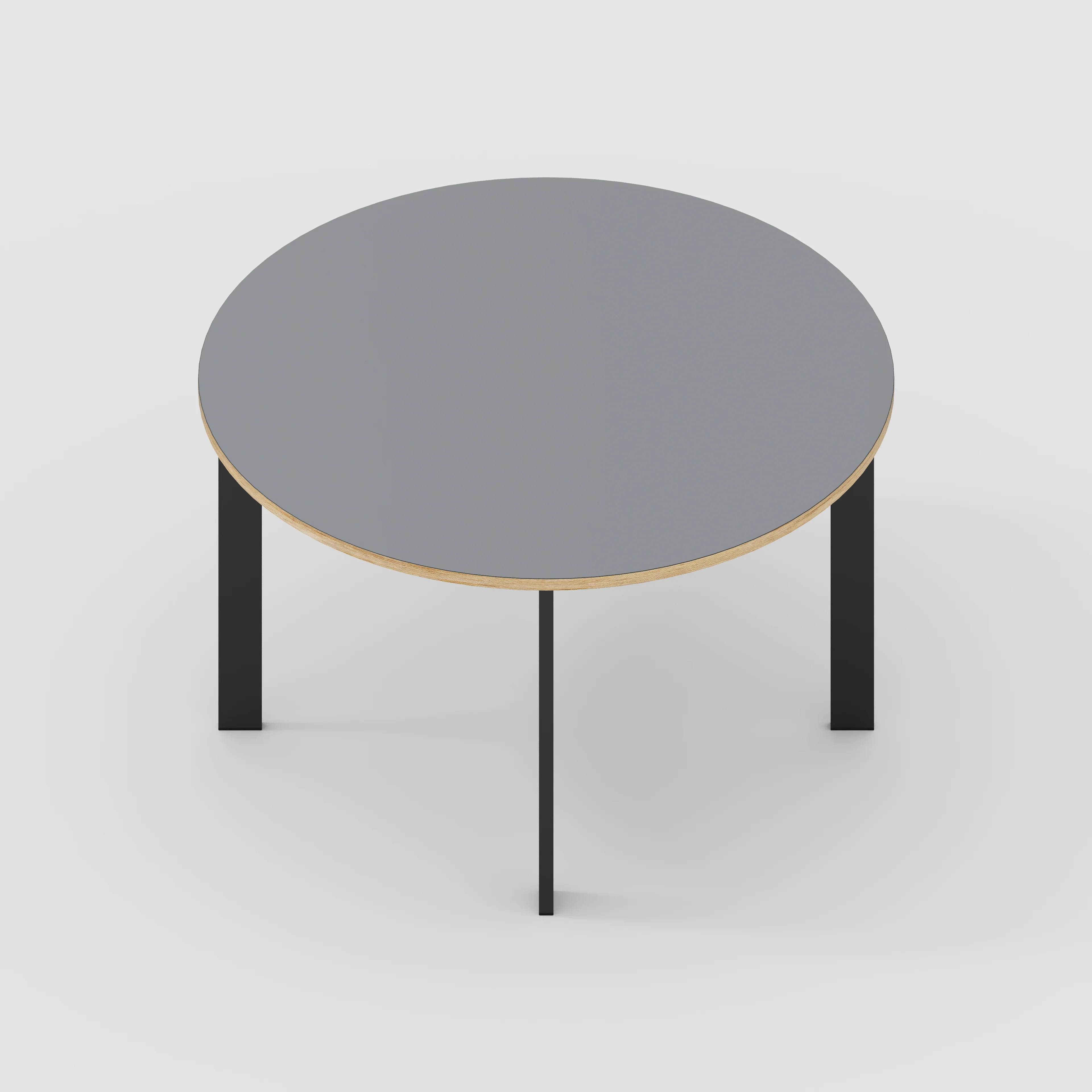 Plywood Round Table with Black Rectangular Single Pin Legs - Formica Tornado Grey - 1200(dia) x 735(h) - Image 5