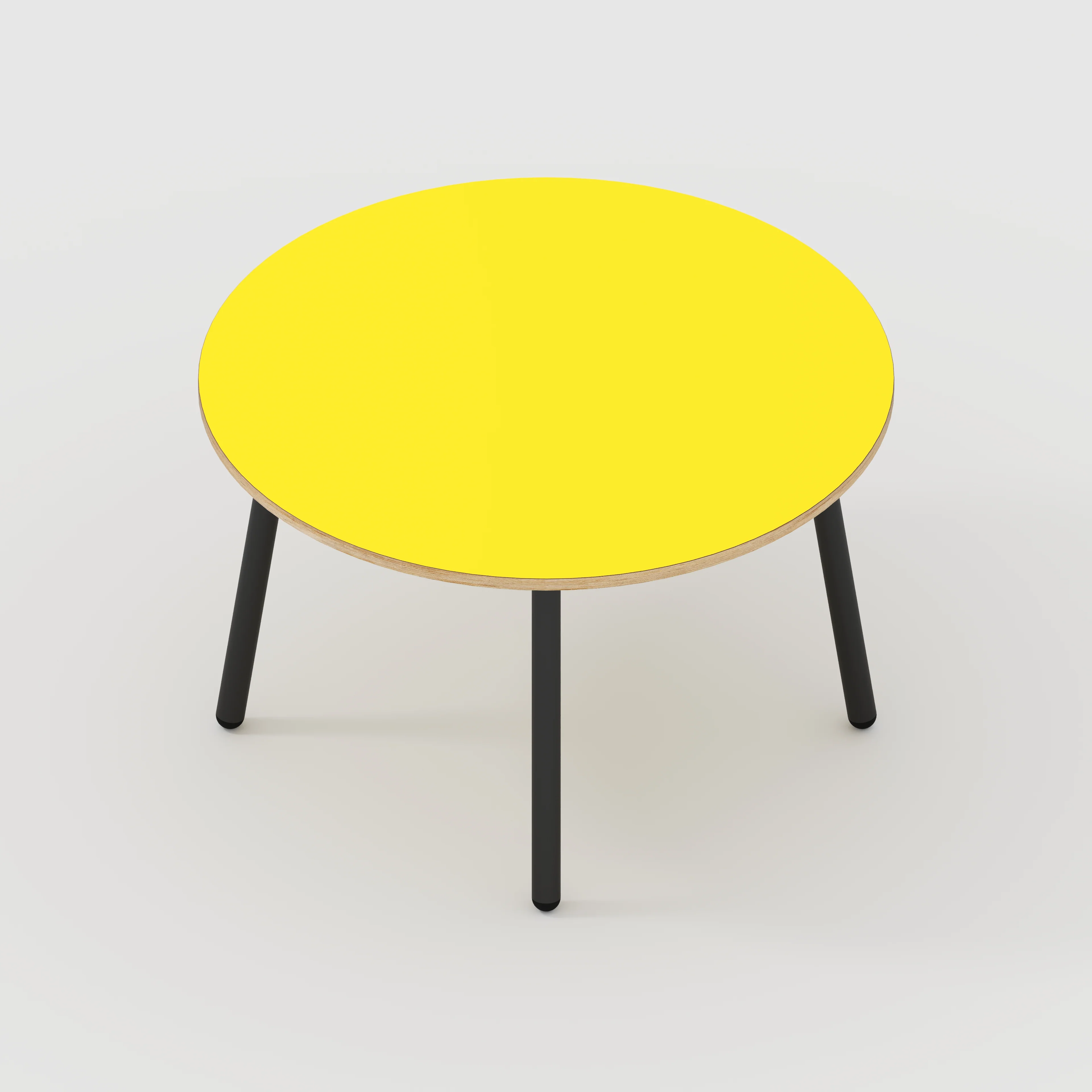 Plywood Round Table with Black Round Single Pin Legs - Formica Chrome Yellow - 1200(dia) x 735(h) - Image 5