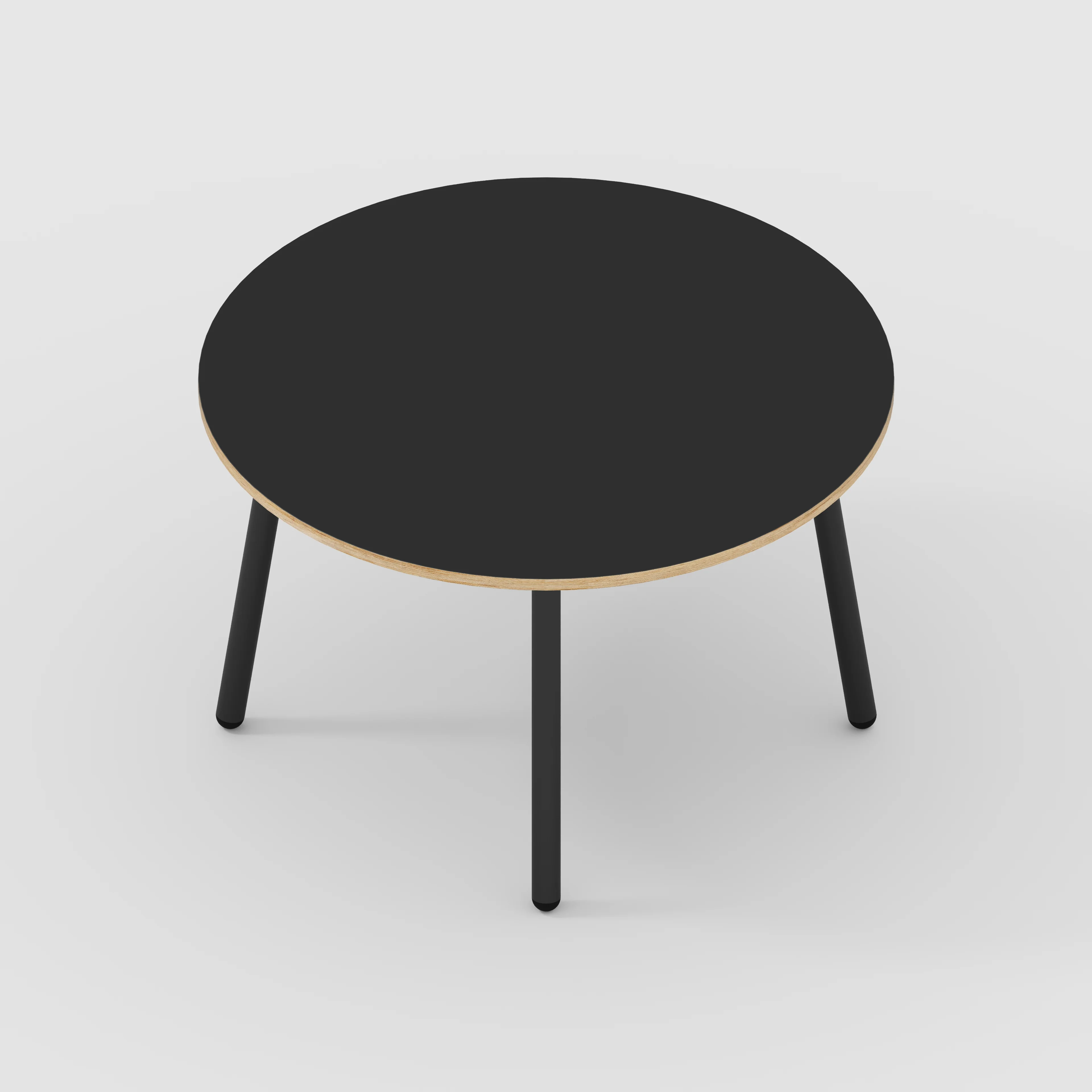 Plywood Round Table with Black Round Single Pin Legs - Formica Diamond Black - 1200(dia) x 735(h) - Image 5