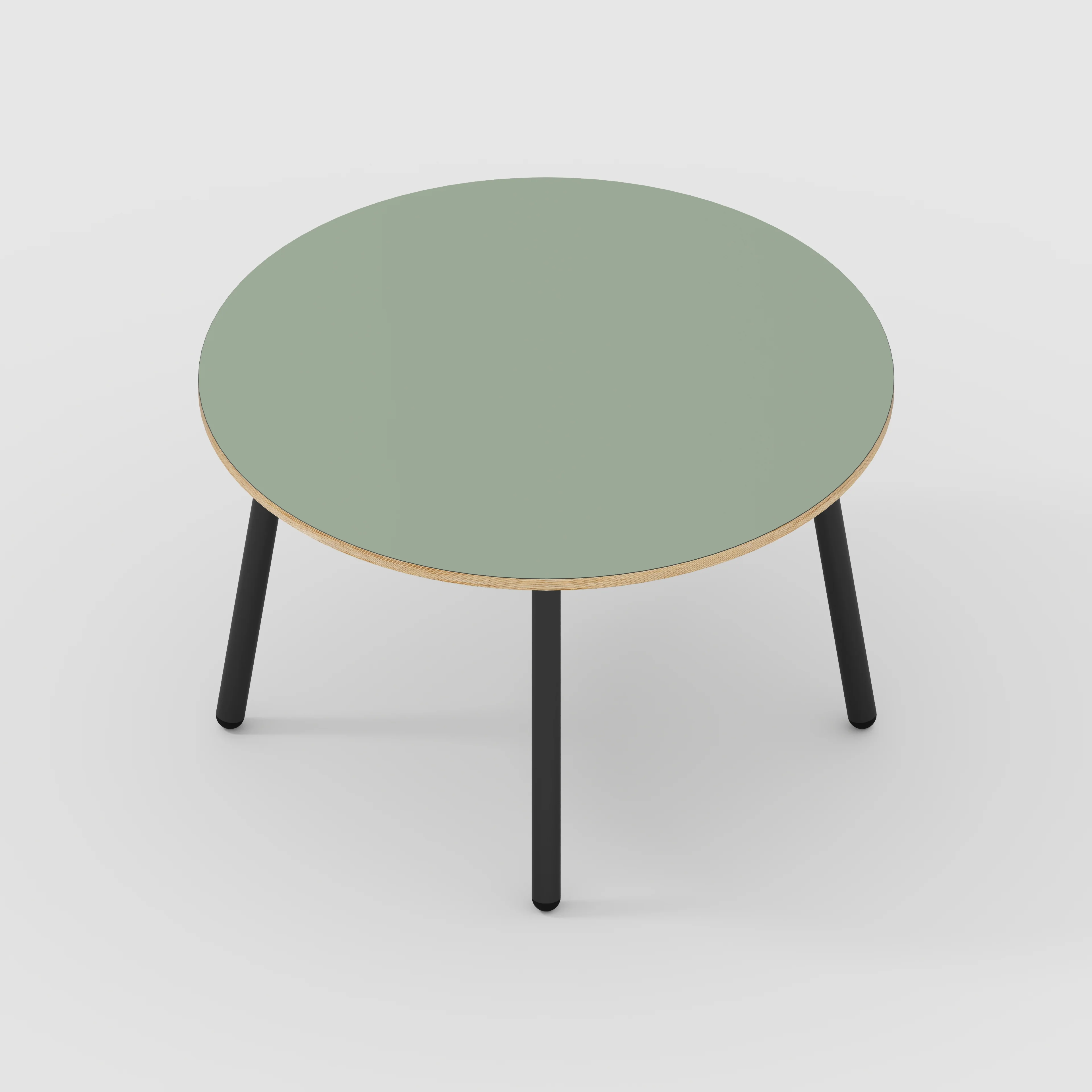 Plywood Round Table with Black Round Single Pin Legs - Formica Green Slate - 1200(dia) x 735(h) - Image 5