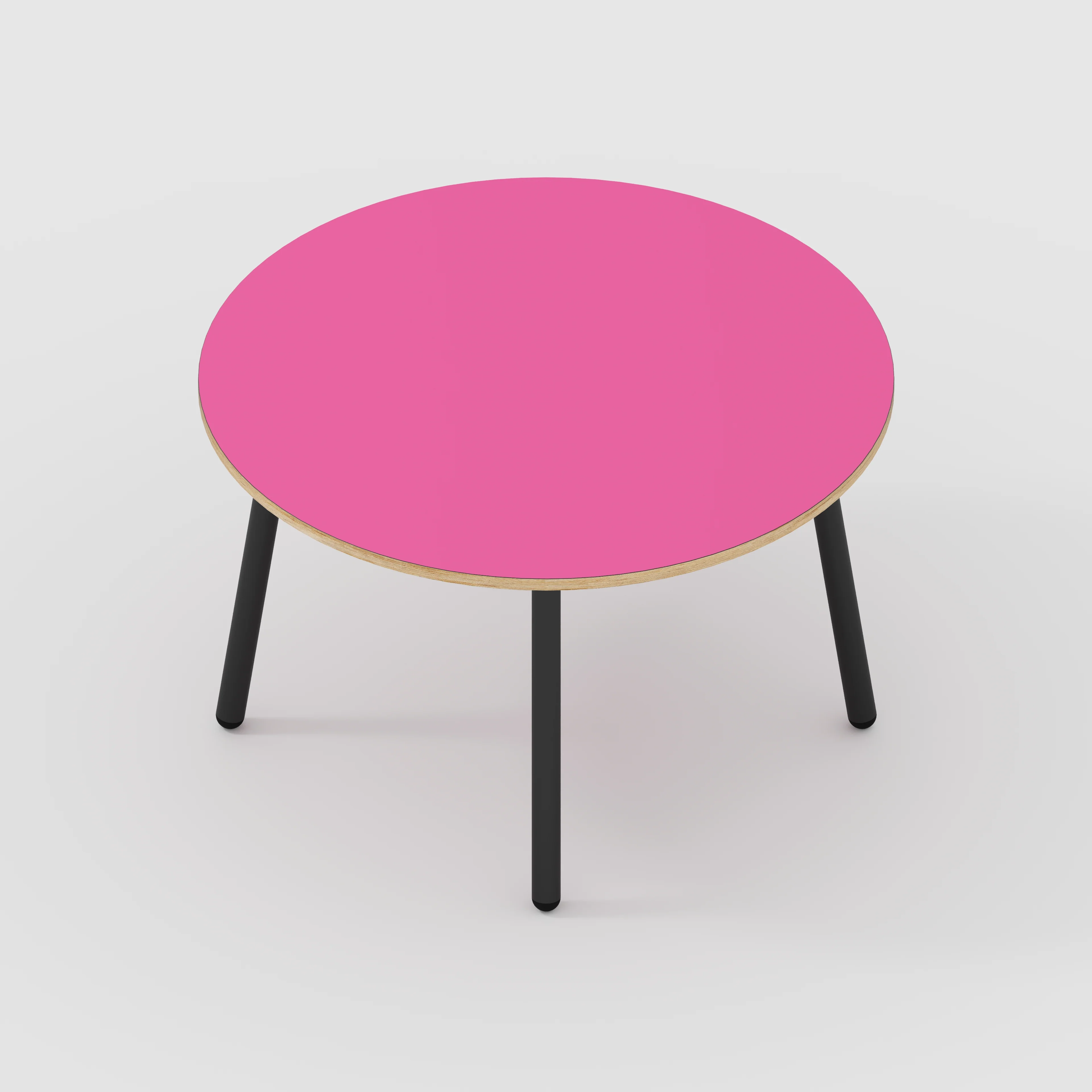 Plywood Round Table with Black Round Single Pin Legs - Formica Juicy Pink - 1200(dia) x 735(h) - Image 5