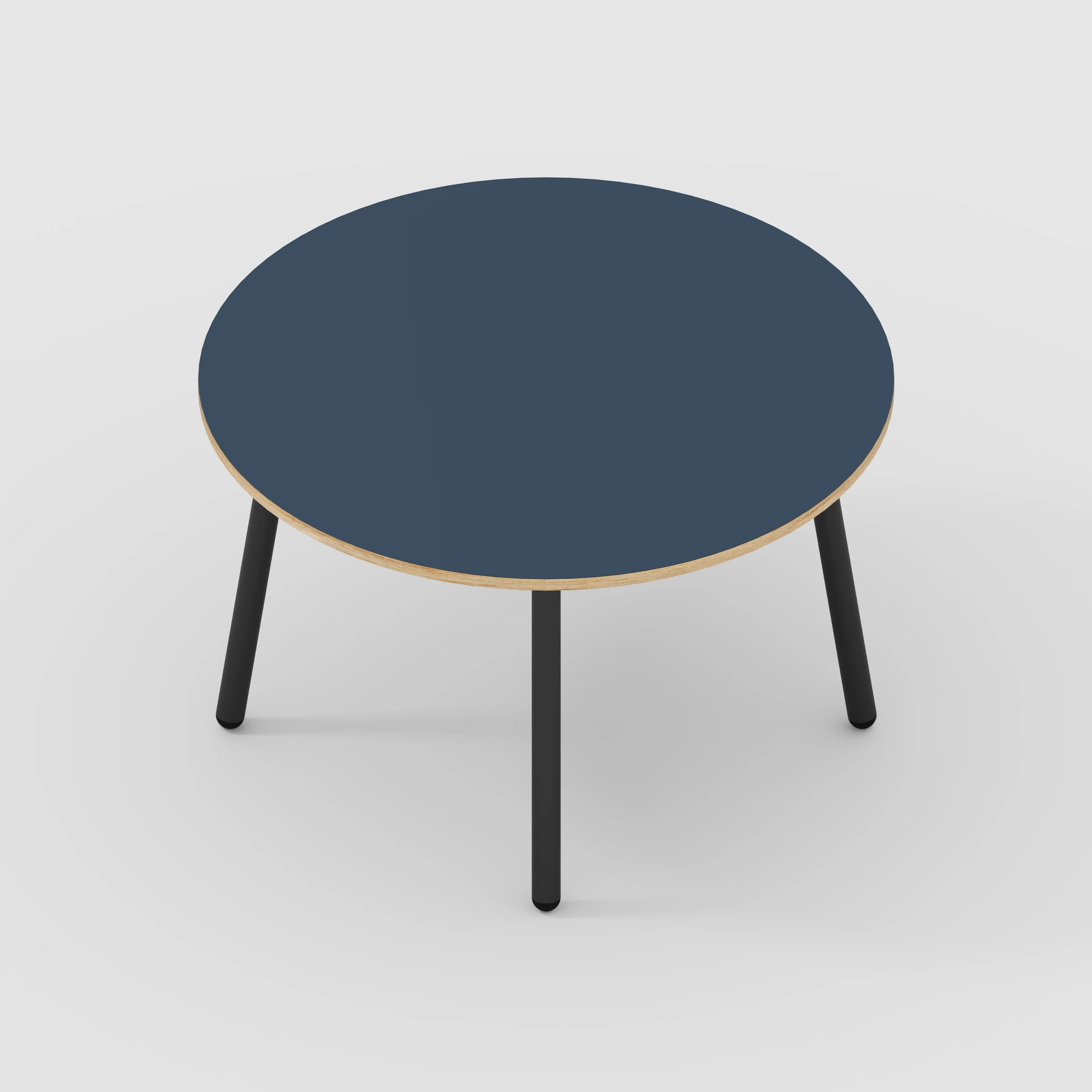 Plywood Round Table with Black Round Single Pin Legs - Formica Night Sea Blue - 1200(dia) x 735(h) - Image 5