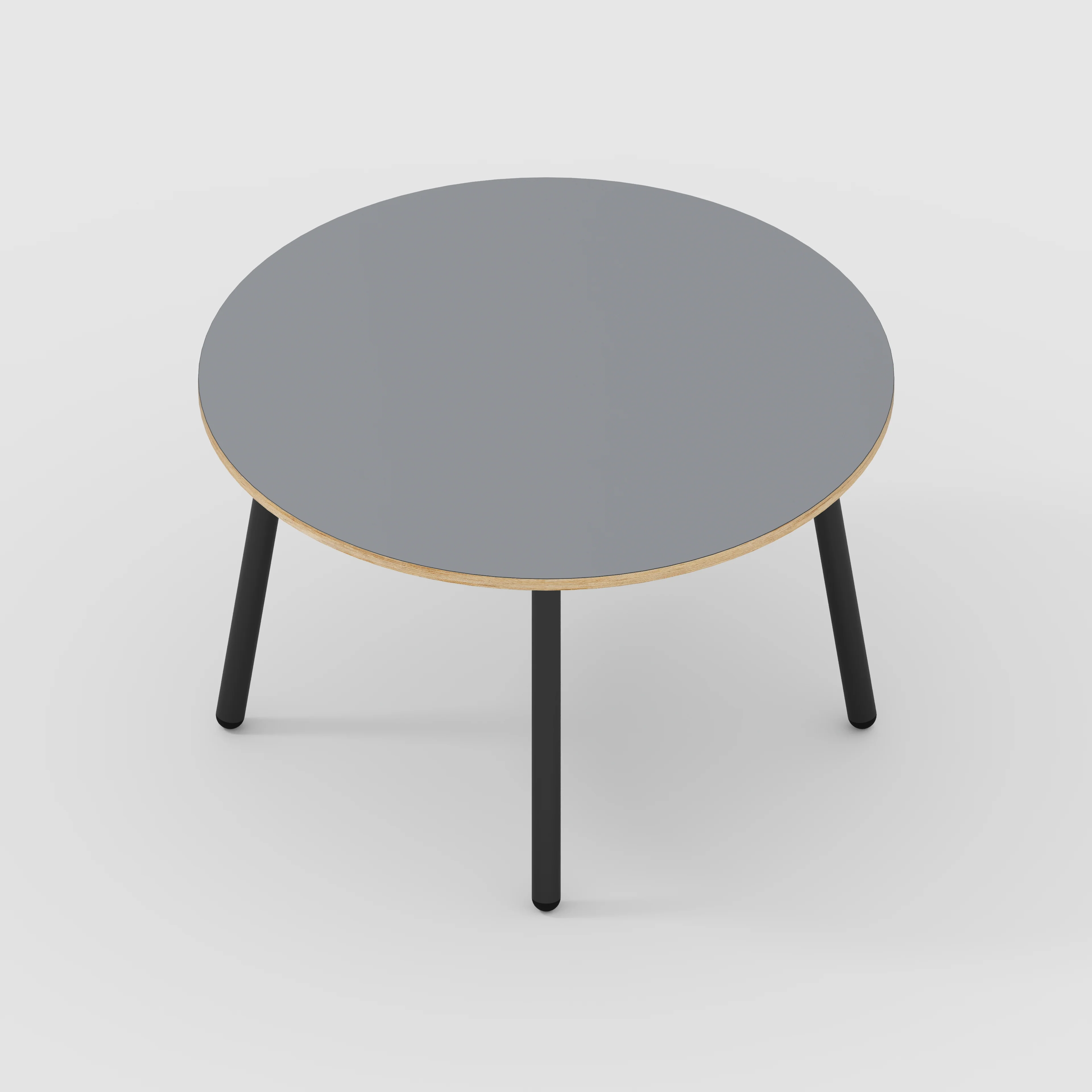 Plywood Round Table with Black Round Single Pin Legs - Formica Tornado Grey - 1200(dia) x 735(h) - Image 5