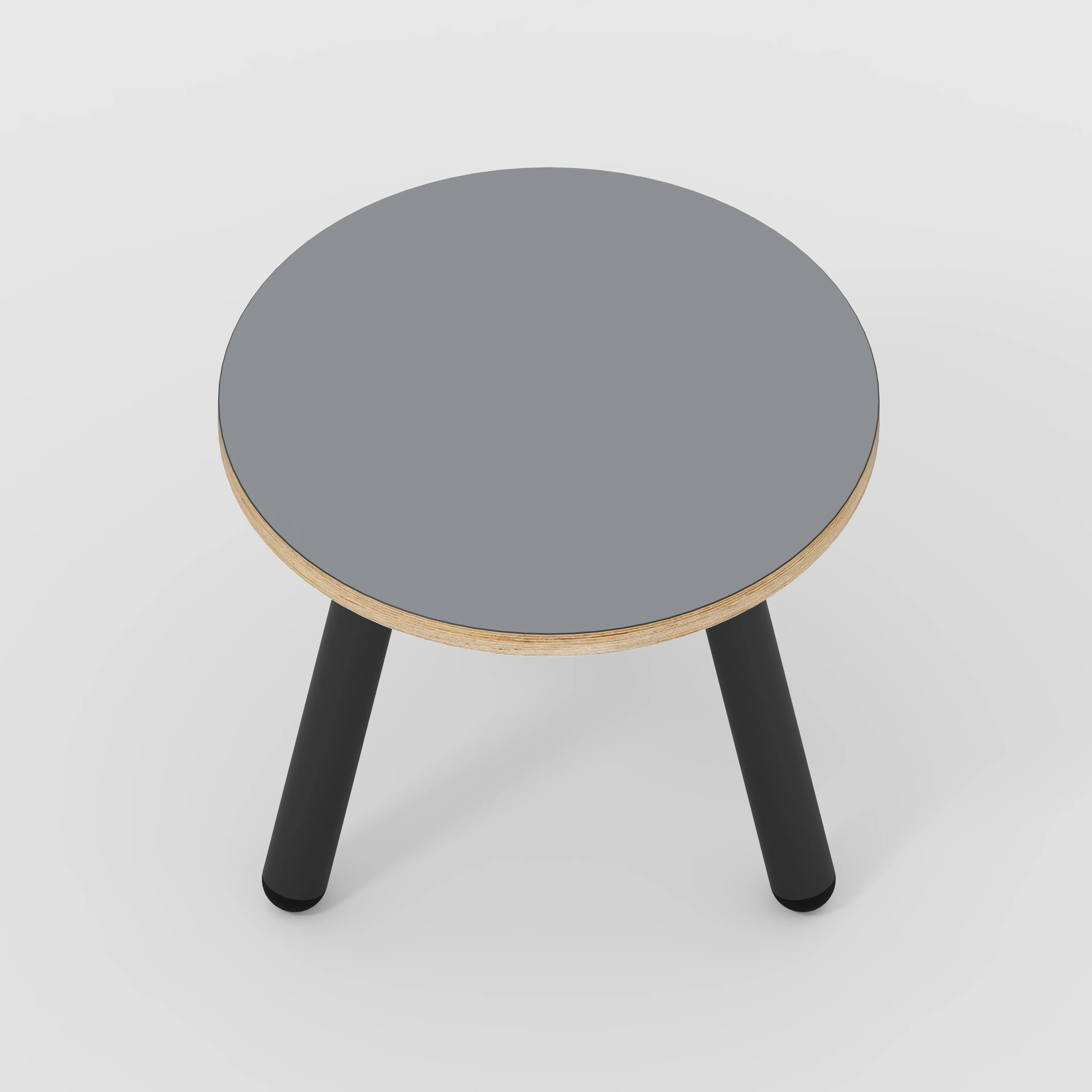 Plywood Round Side Table with Black Round Single Pin Legs - Formica Tornado Grey - 500(w) x 500(d) x 425(h) - Image 5
