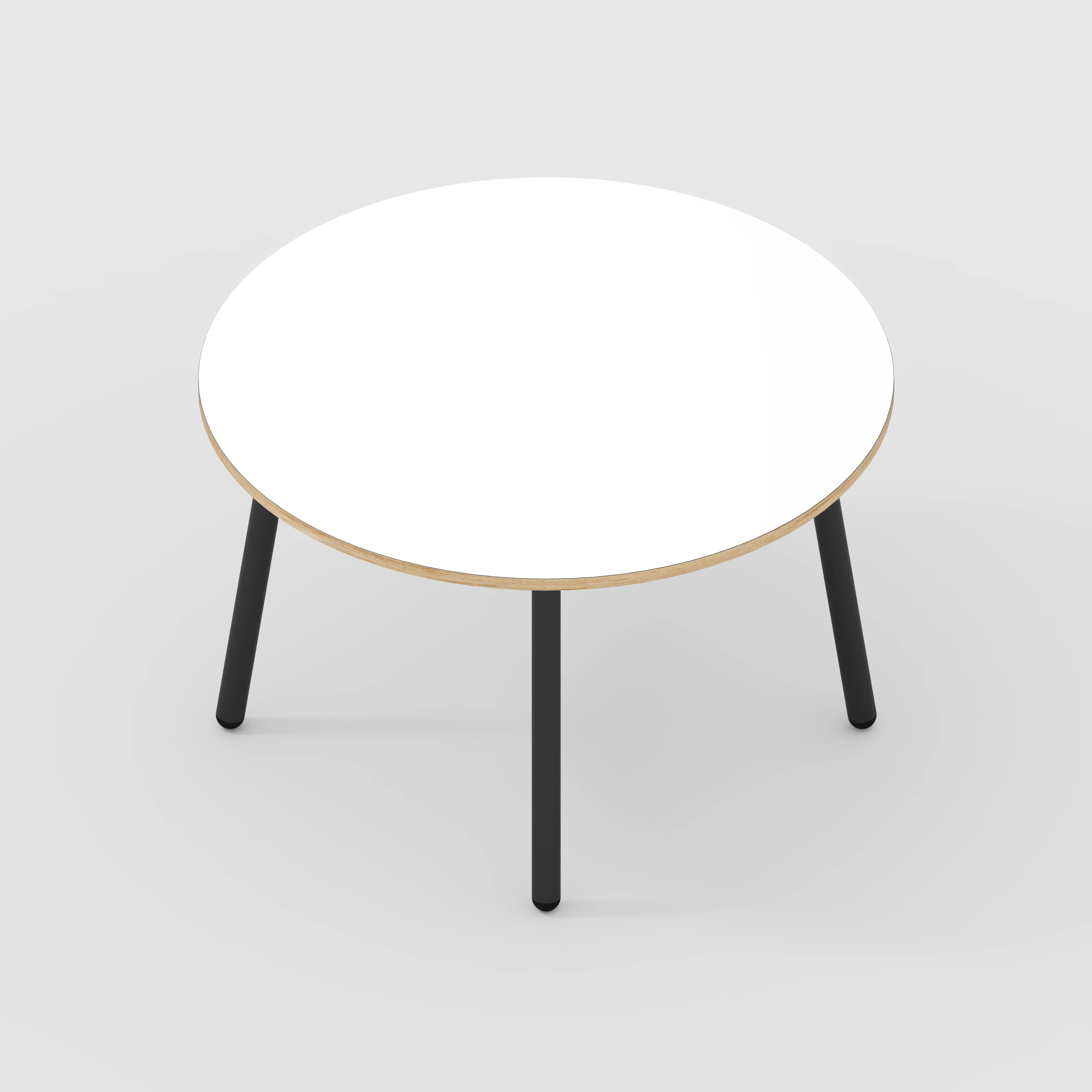 Plywood Round Table with Black Round Single Pin Legs - Formica White - 1200(dia) x 735(h) - Image 5