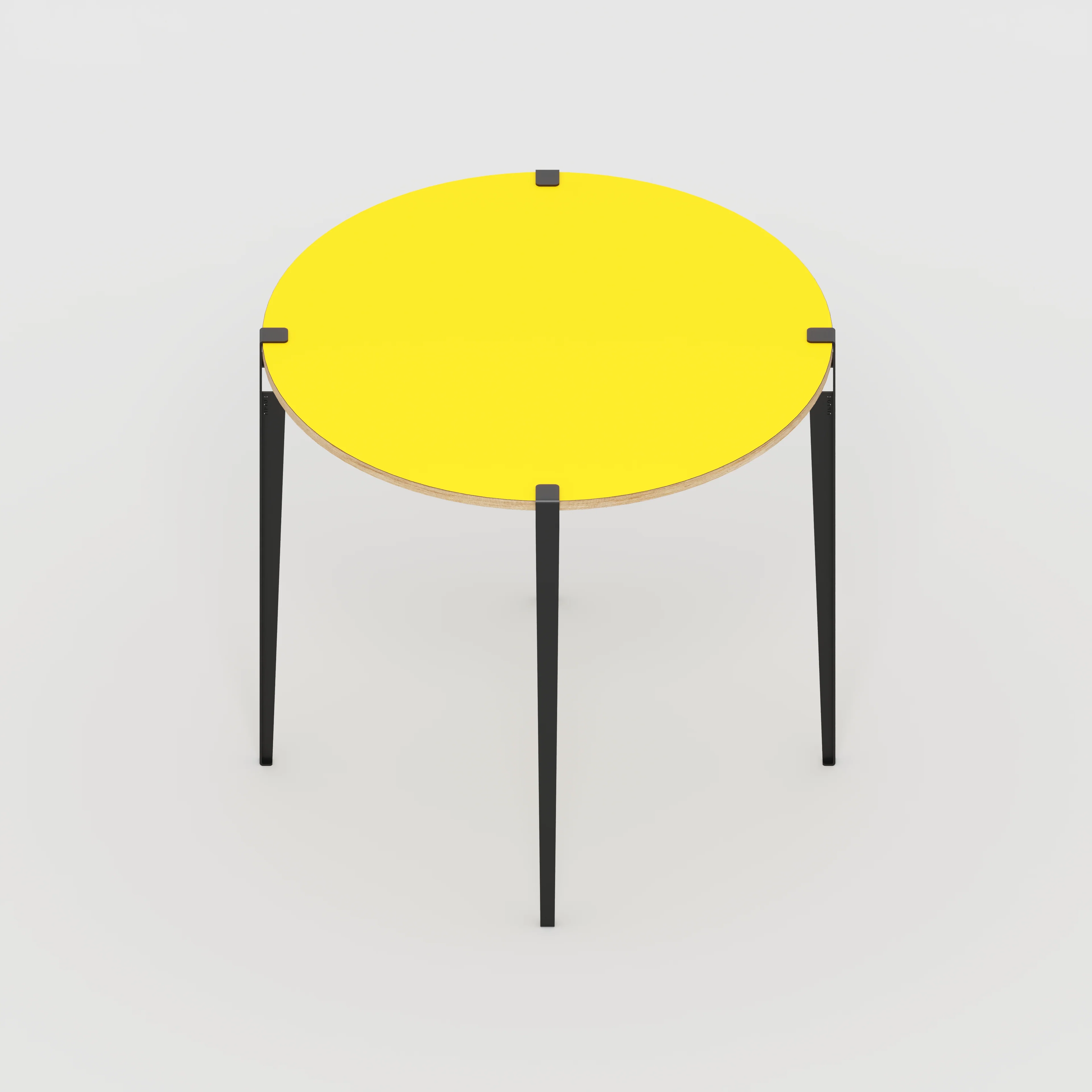 Plywood Round Table with Black Tiptoe Legs - Formica Chrome Yellow - 1200(dia) x 1100(h) - Image 5