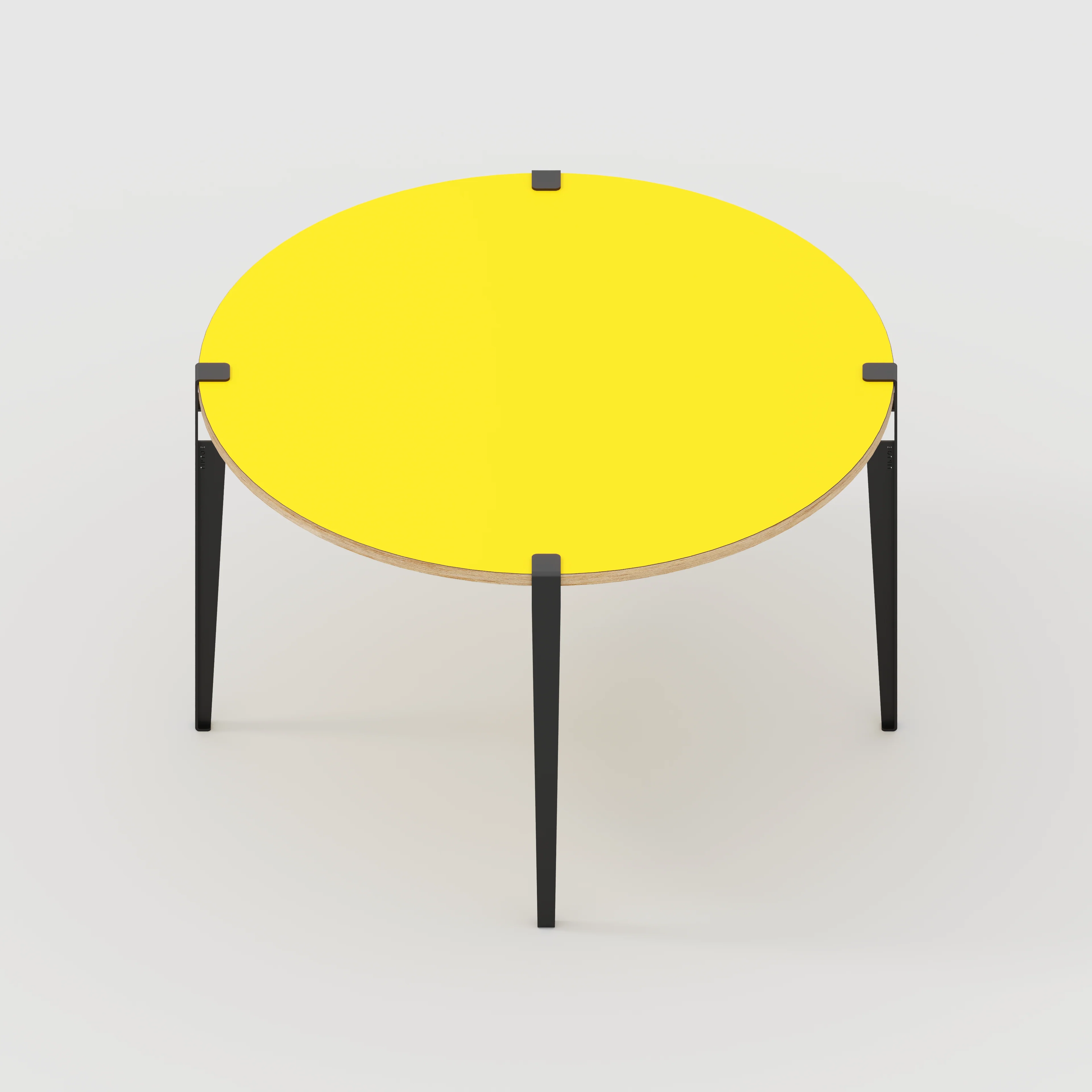 Plywood Round Table with Black Tiptoe Legs - Formica Chrome Yellow - 1200(dia) x 750(h) - Image 5