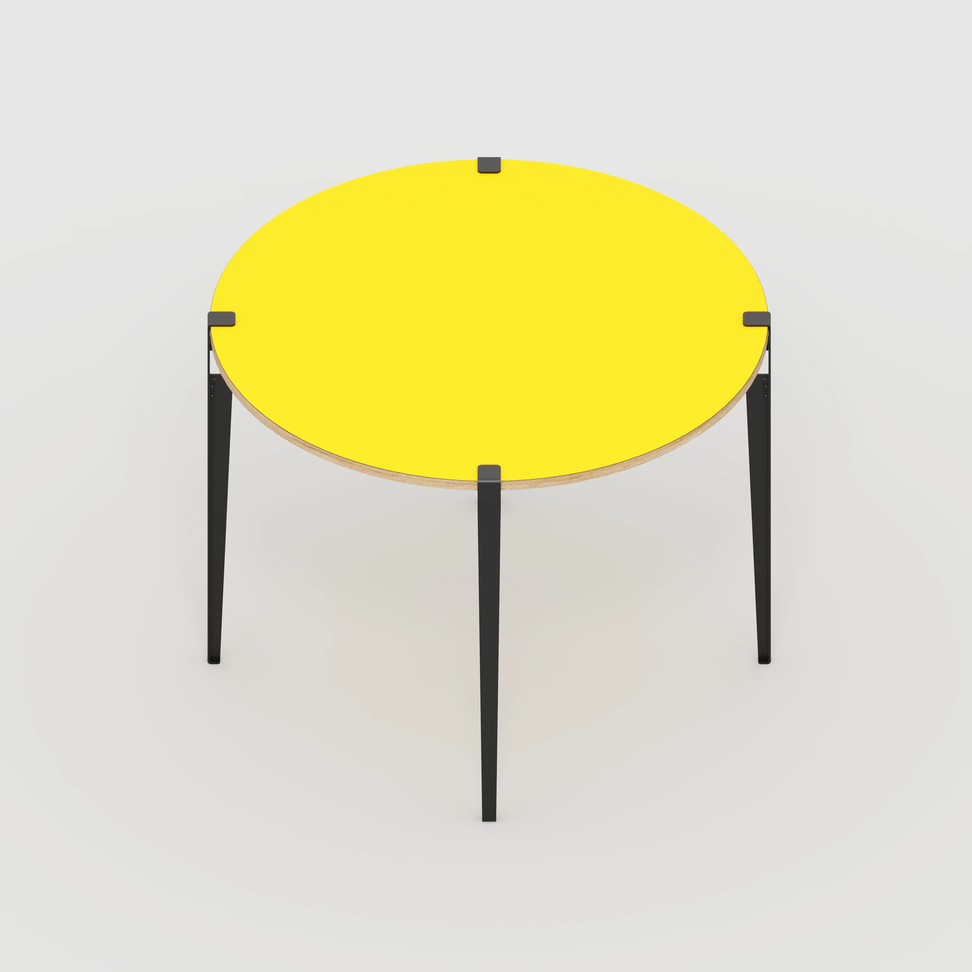 Plywood Round Table with Black Tiptoe Legs - Formica Chrome Yellow - 1200(dia) x 900(h) - Image 5
