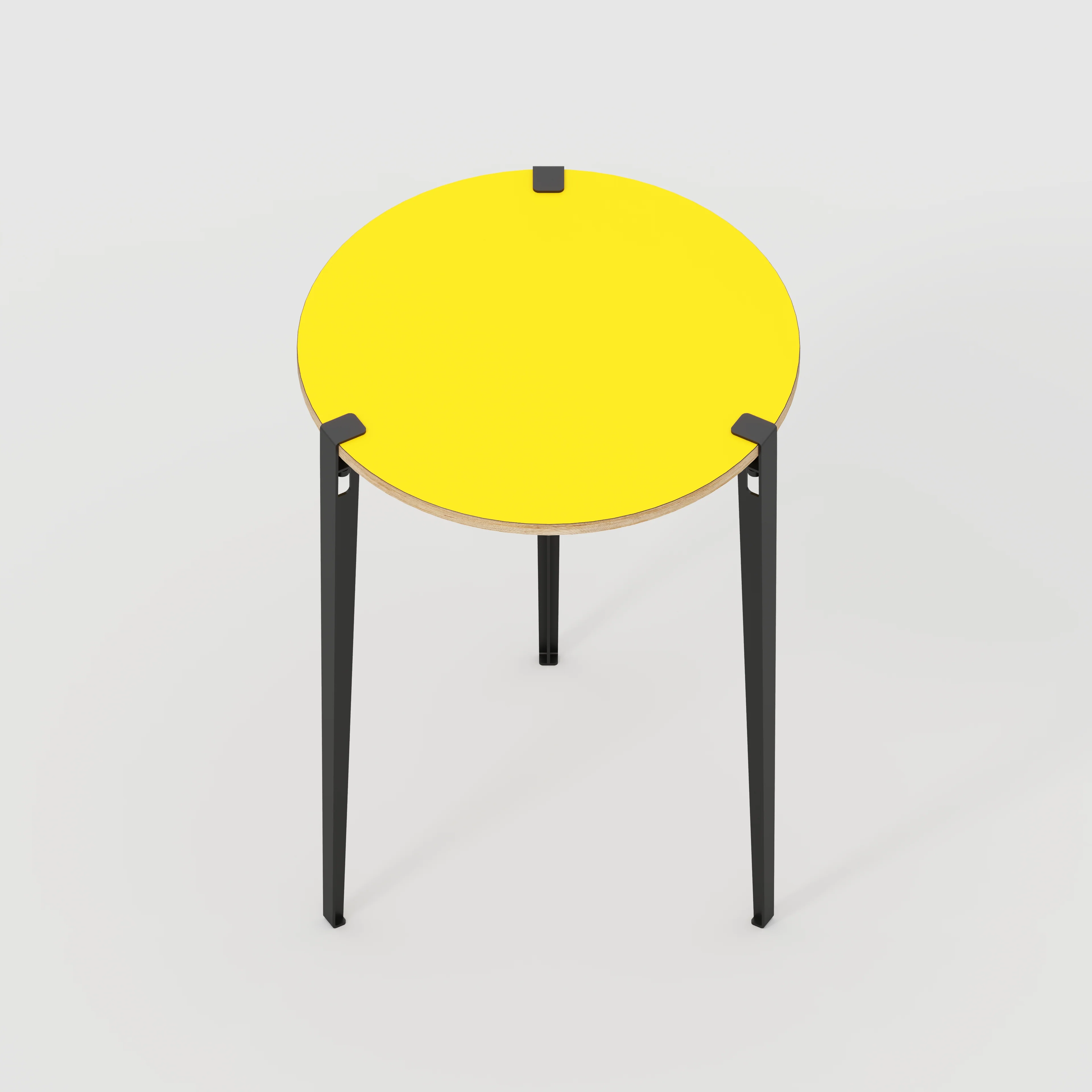 Plywood Round Table with Black Tiptoe Legs - Formica Chrome Yellow - 800(dia) x 1100(h) - Image 5
