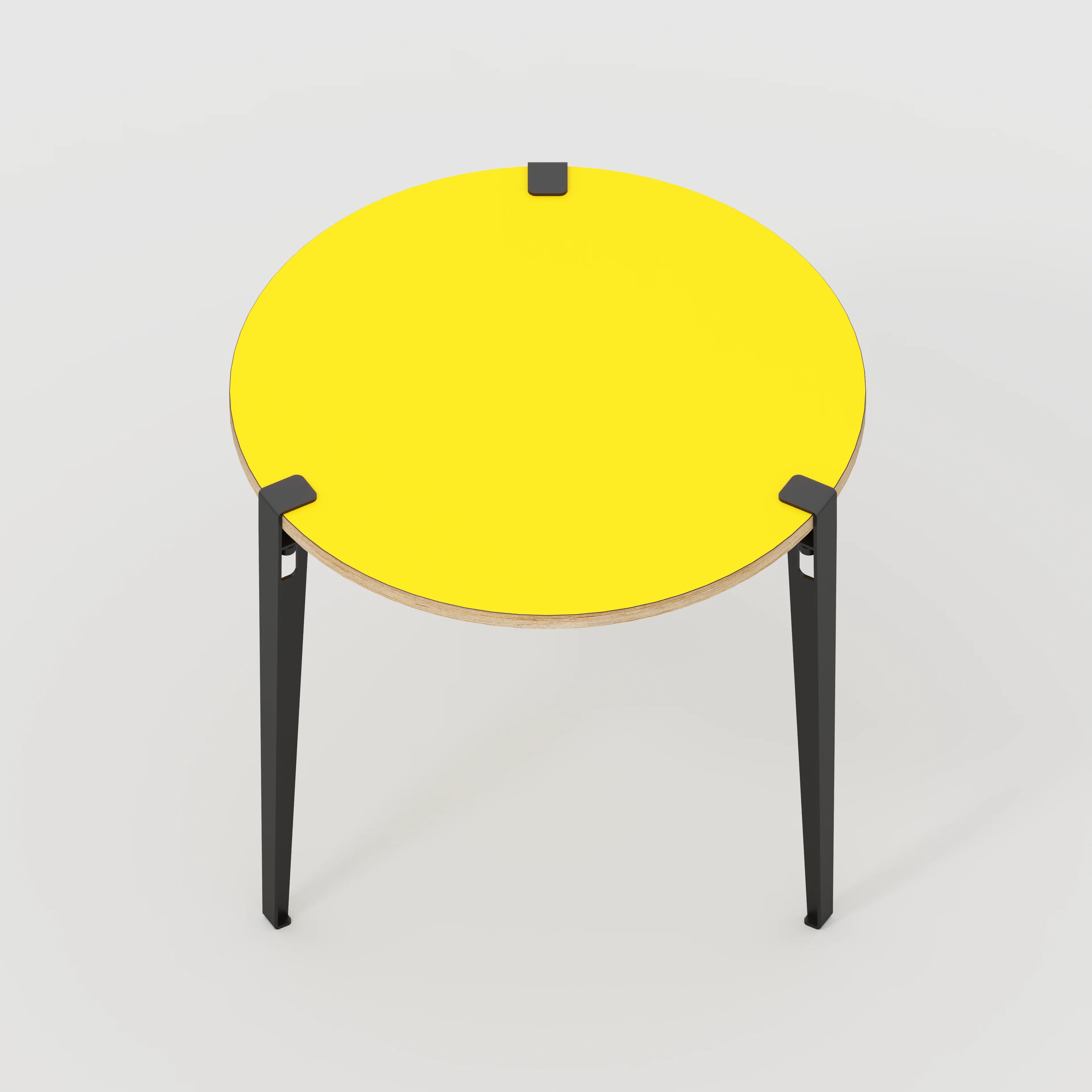 Plywood Round Table with Black Tiptoe Legs - Formica Chrome Yellow - 800(dia) x 750(h) - Image 5