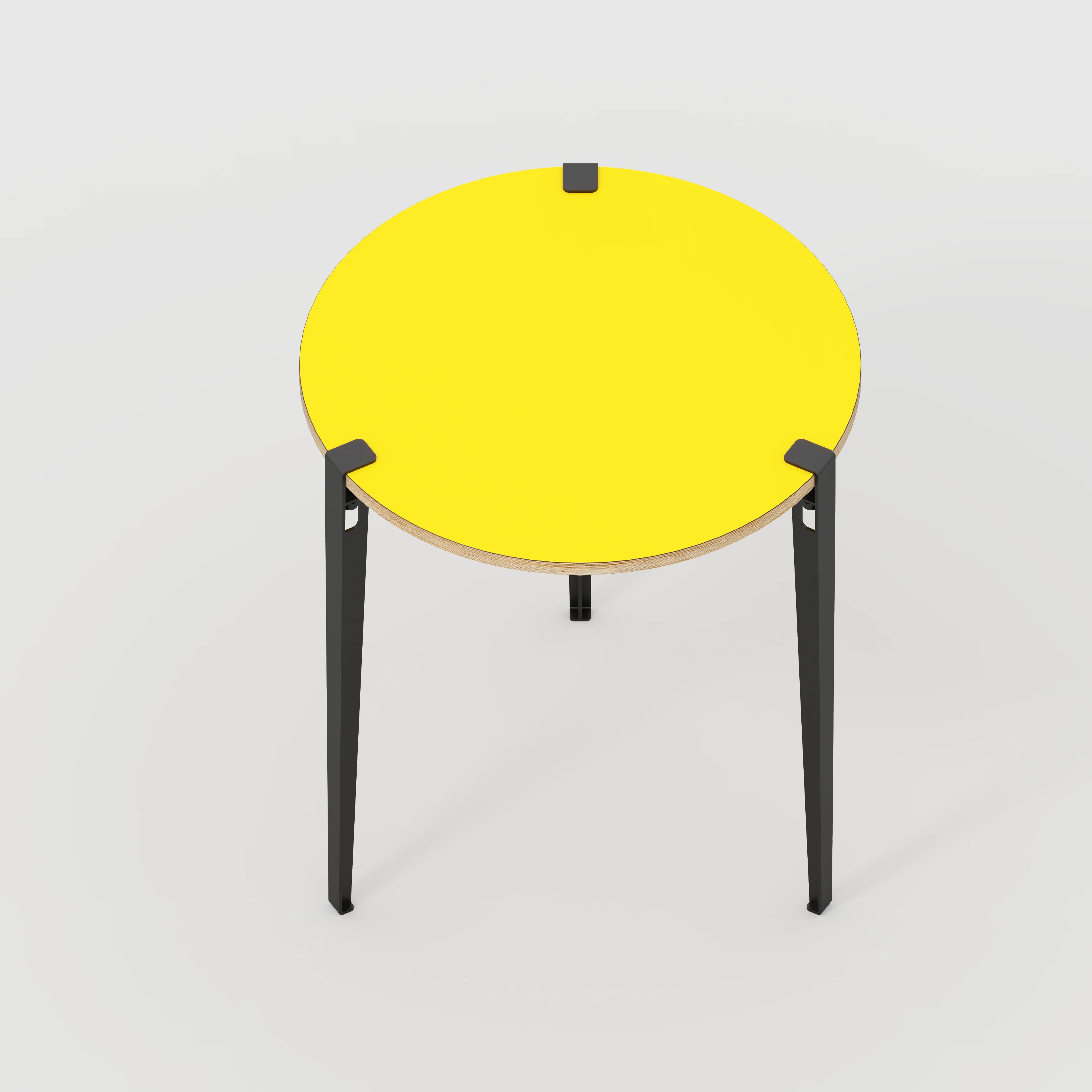 Plywood Round Table with Black Tiptoe Legs - Formica Chrome Yellow - 800(dia) x 900(h) - Image 5