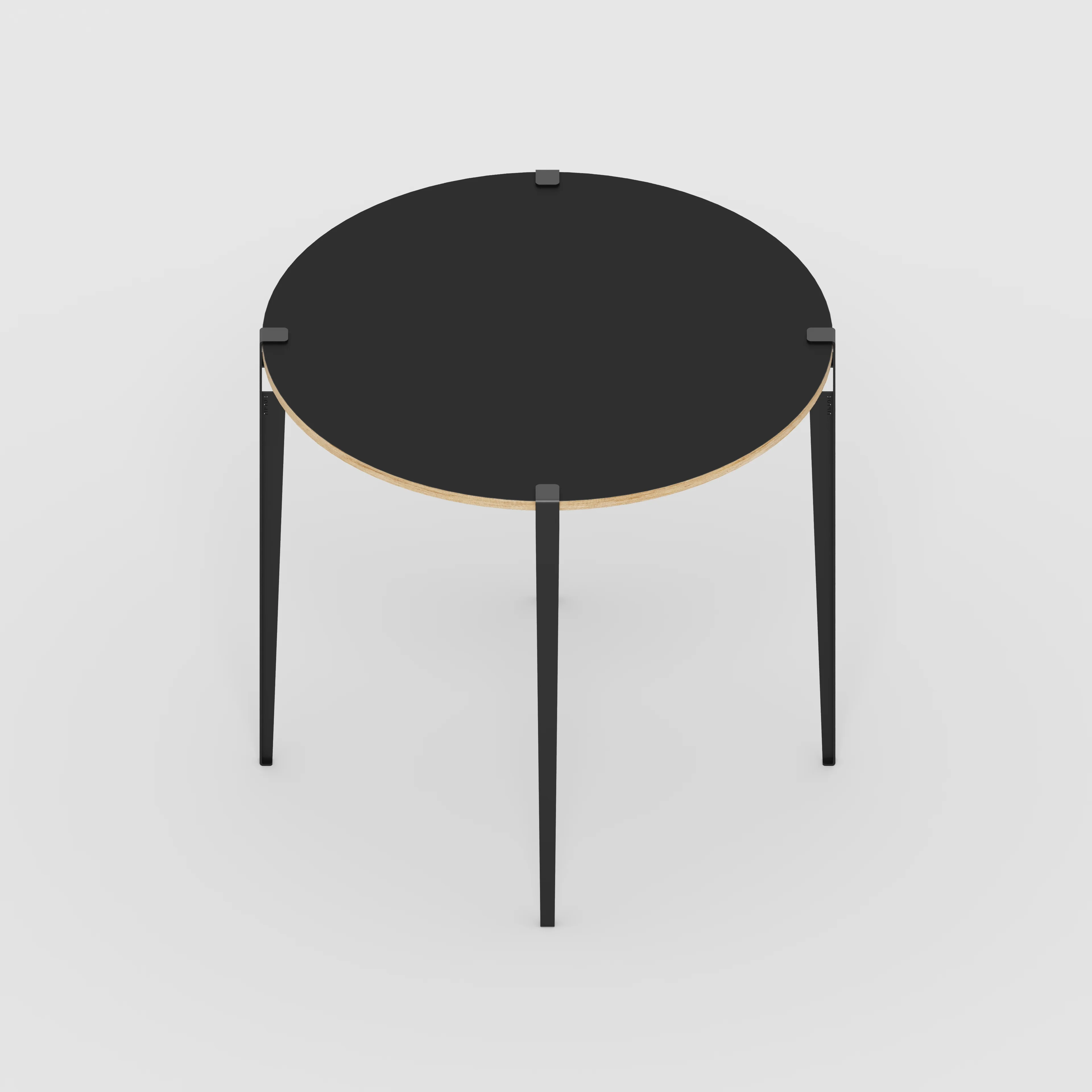 Plywood Round Table with Black Tiptoe Legs - Formica Diamond Black - 1200(dia) x 1100(h) - Image 5