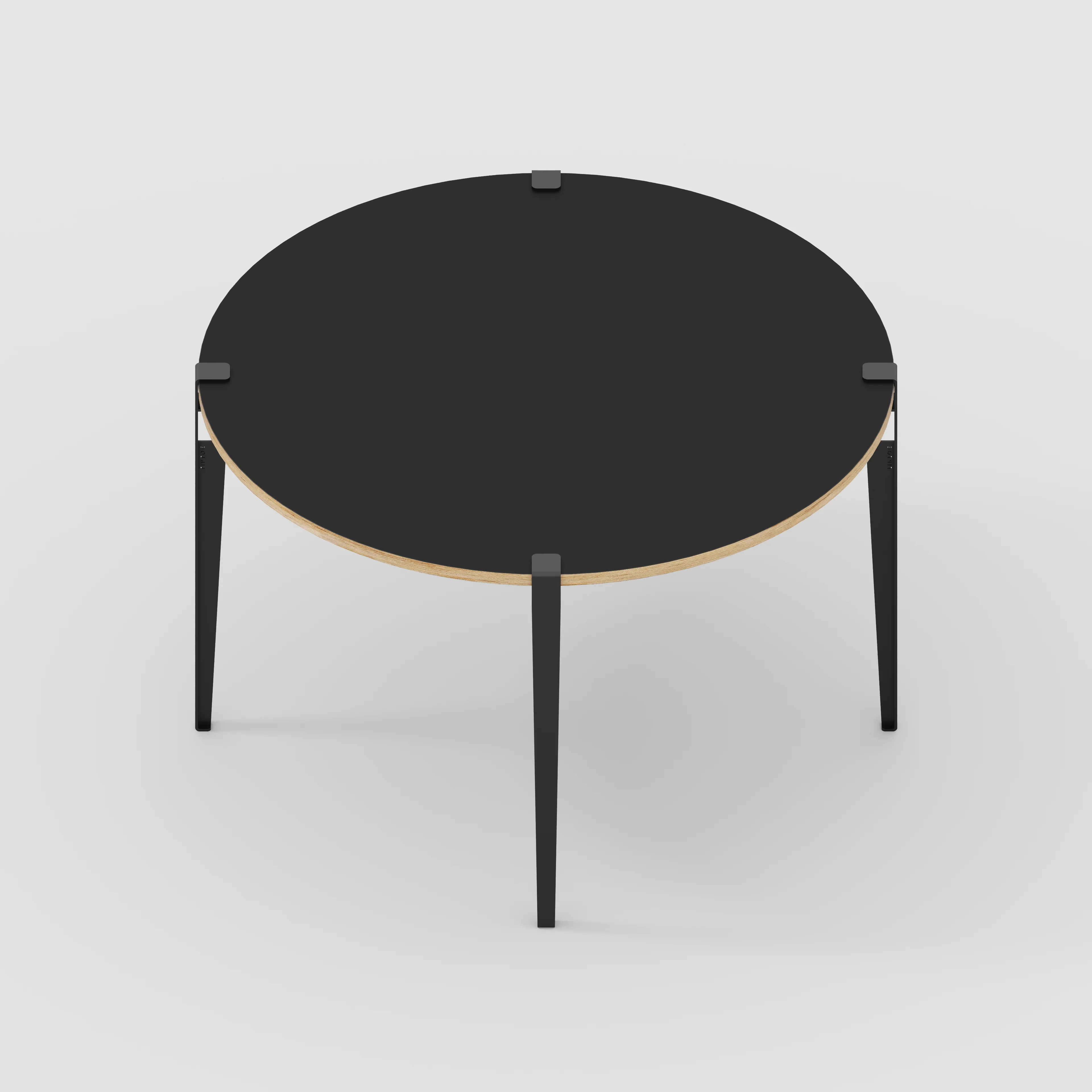Plywood Round Table with Black Tiptoe Legs - Formica Diamond Black - 1200(dia) x 750(h) - Image 5