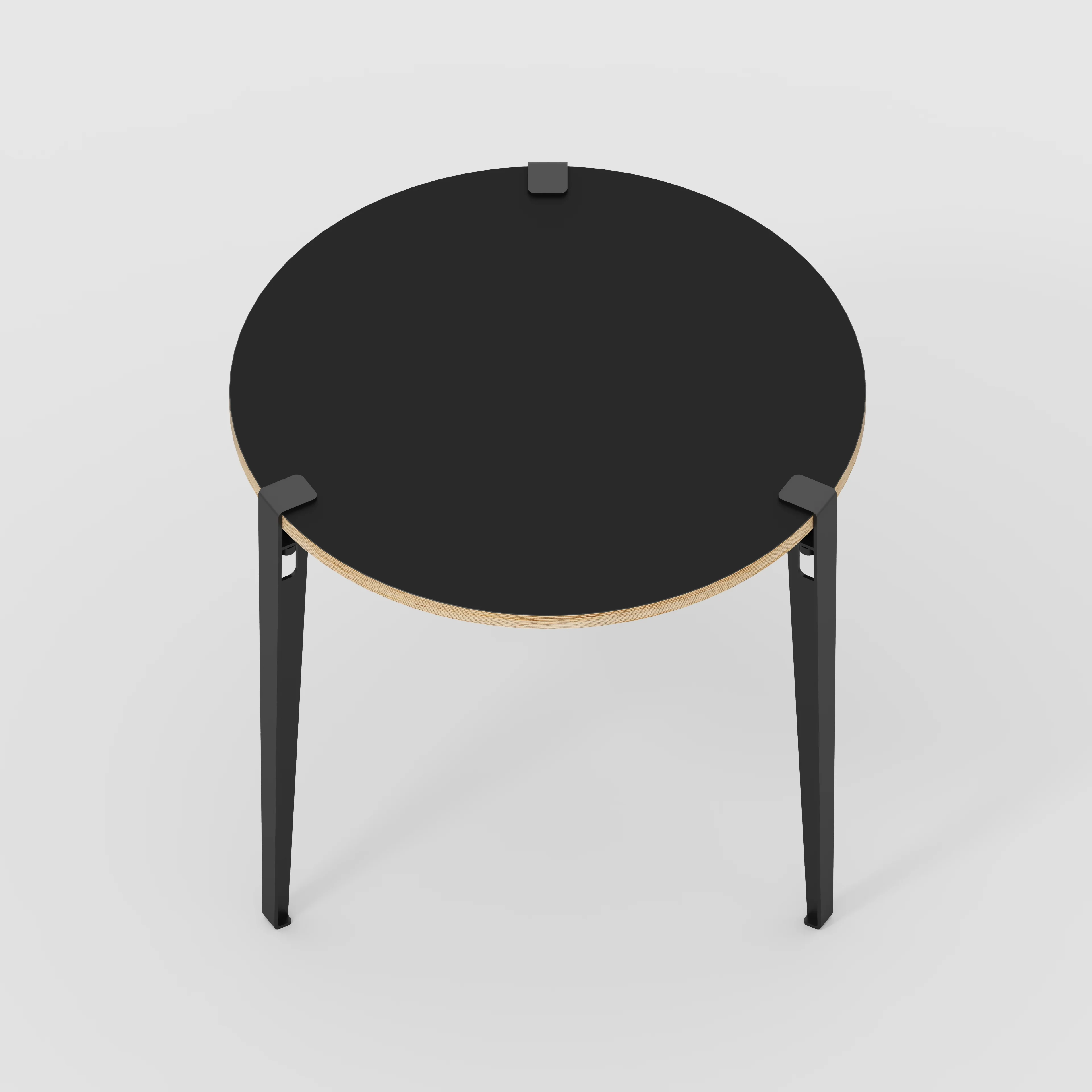 Plywood Round Table with Black Tiptoe Legs - Formica Diamond Black - 800(dia) x 750(h) - Image 5