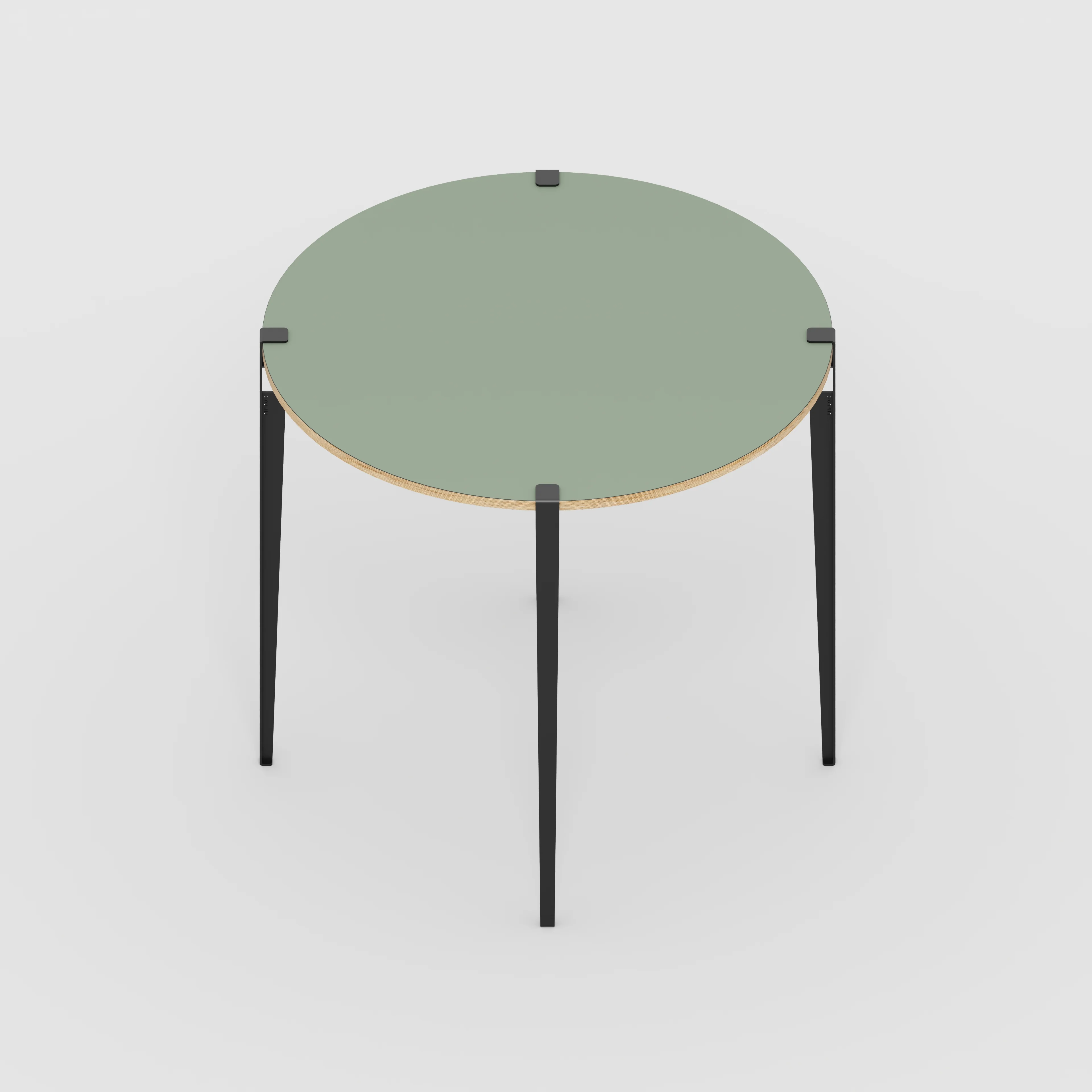 Plywood Round Table with Black Tiptoe Legs - Formica Green Slate - 1200(dia) x 1100(h) - Image 5
