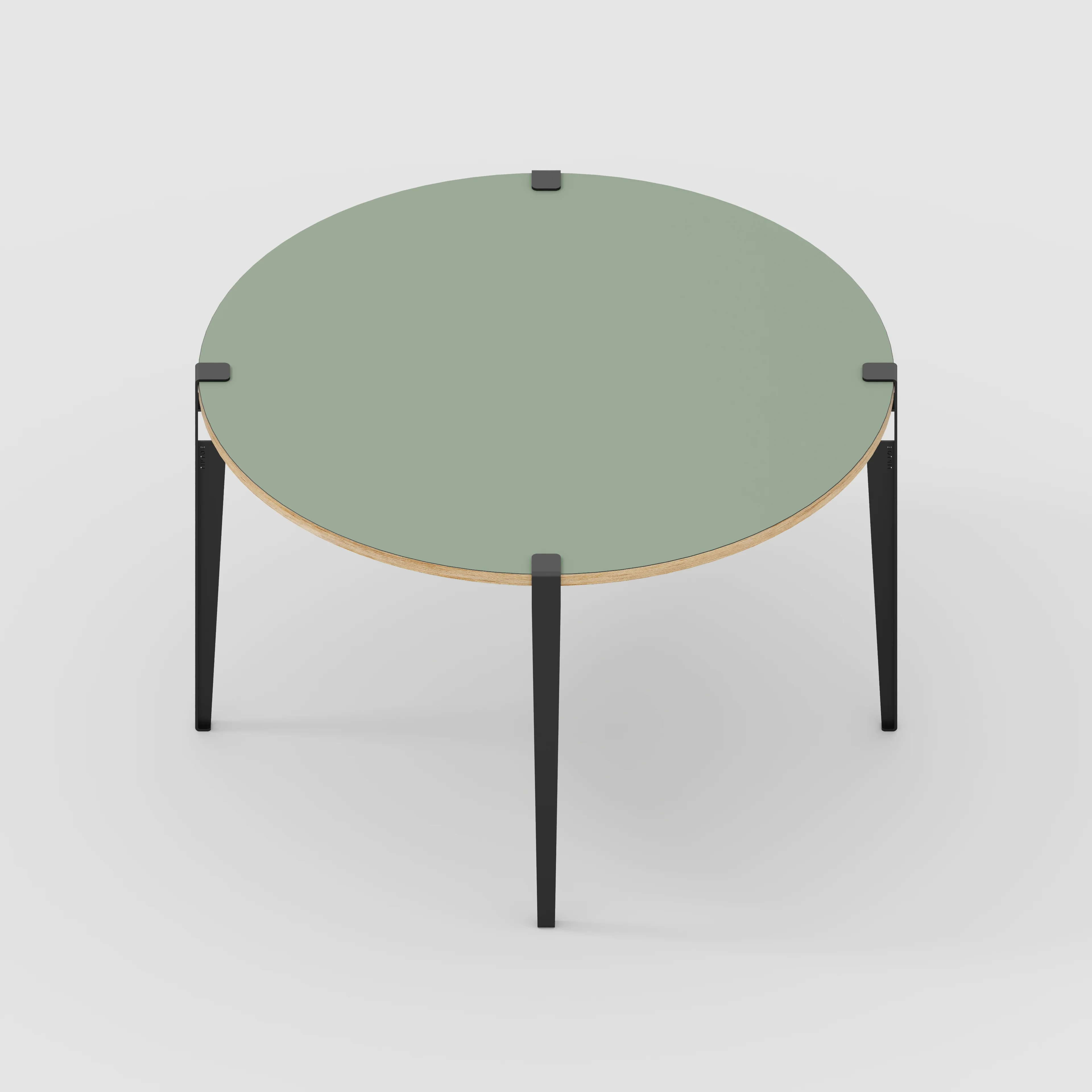 Plywood Round Table with Black Tiptoe Legs - Formica Green Slate - 1200(dia) x 750(h) - Image 5