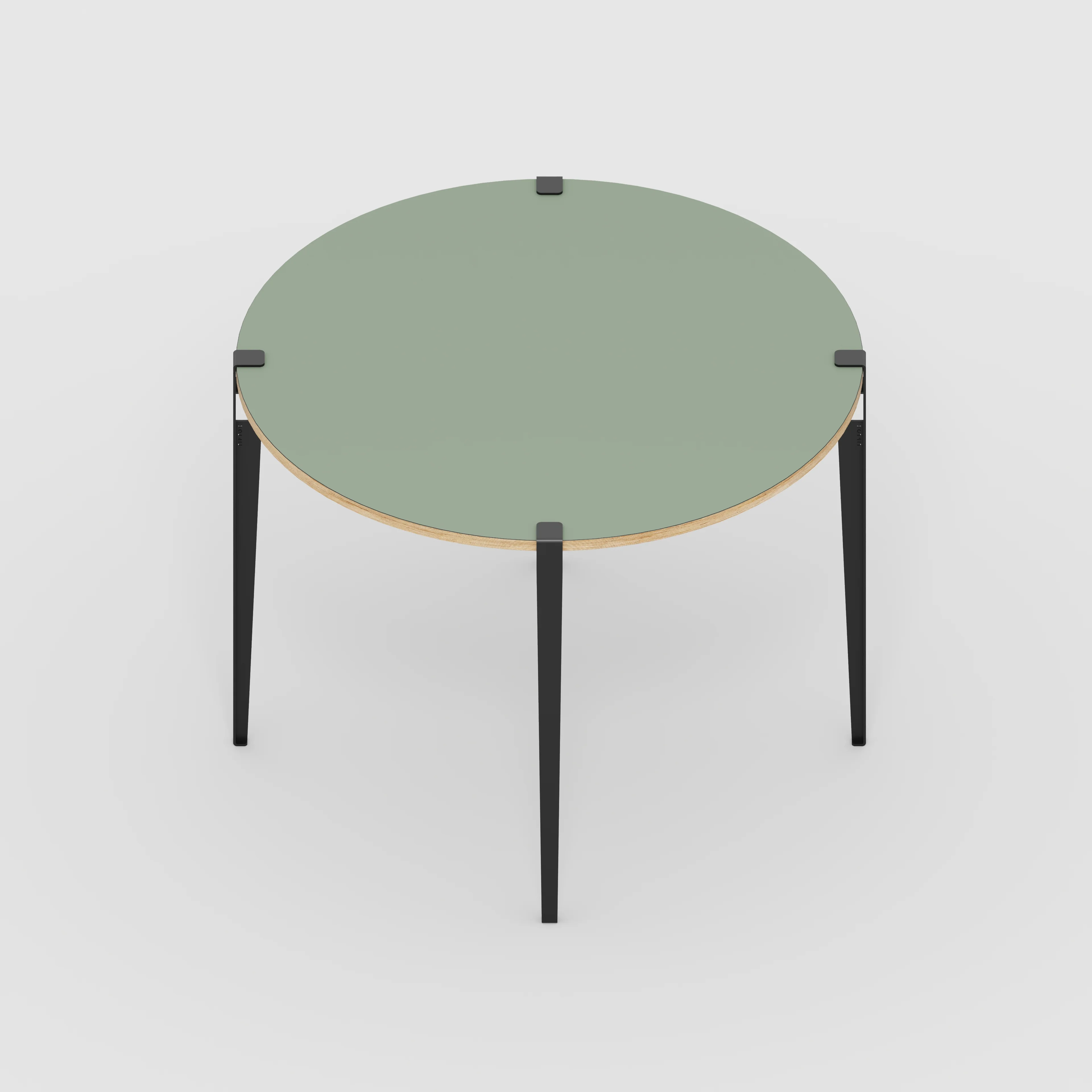 Plywood Round Table with Black Tiptoe Legs - Formica Green Slate - 1200(dia) x 900(h) - Image 5