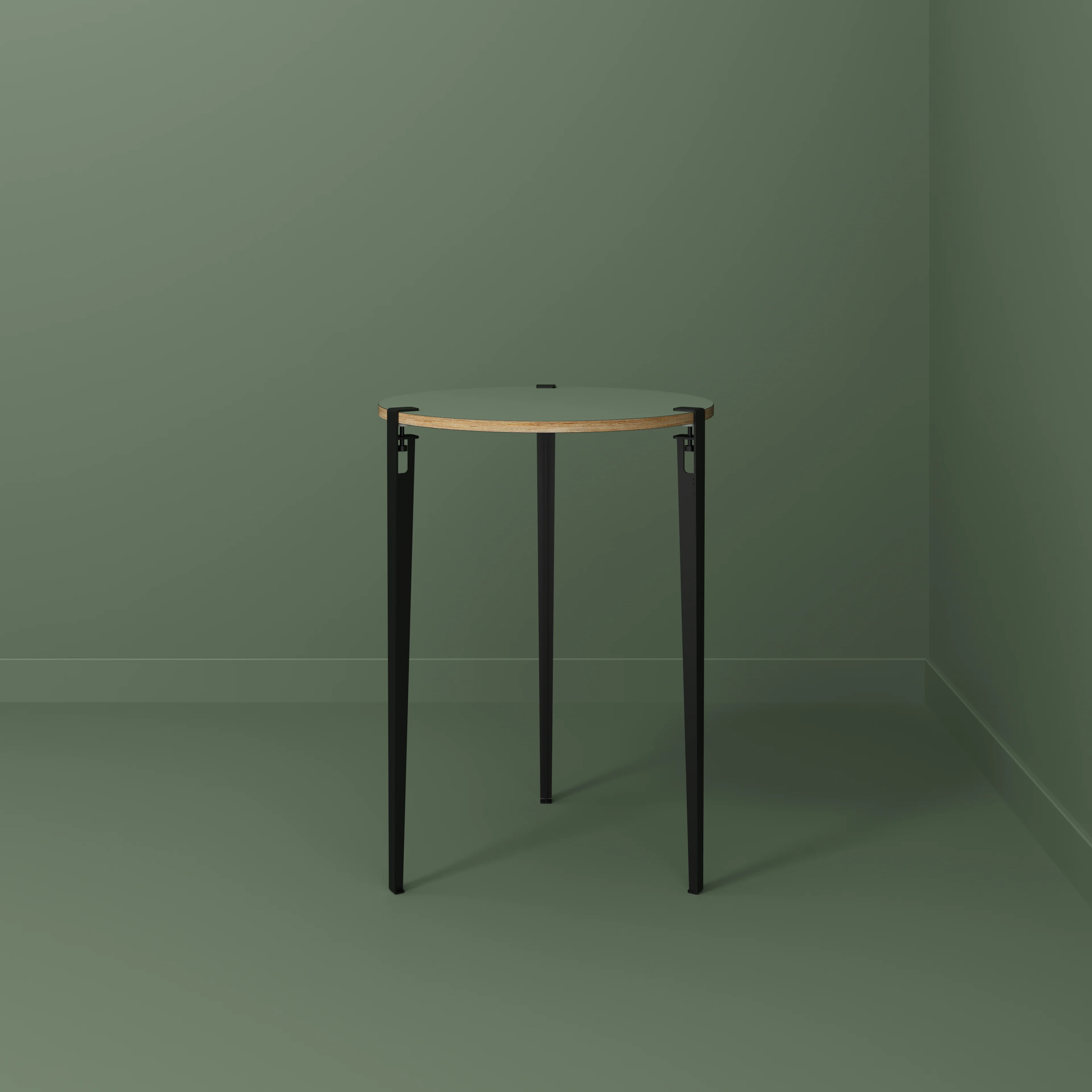 Plywood Round Table with Black Tiptoe Legs - Formica Green Slate - 800(dia) x 1100(h) - Image 2