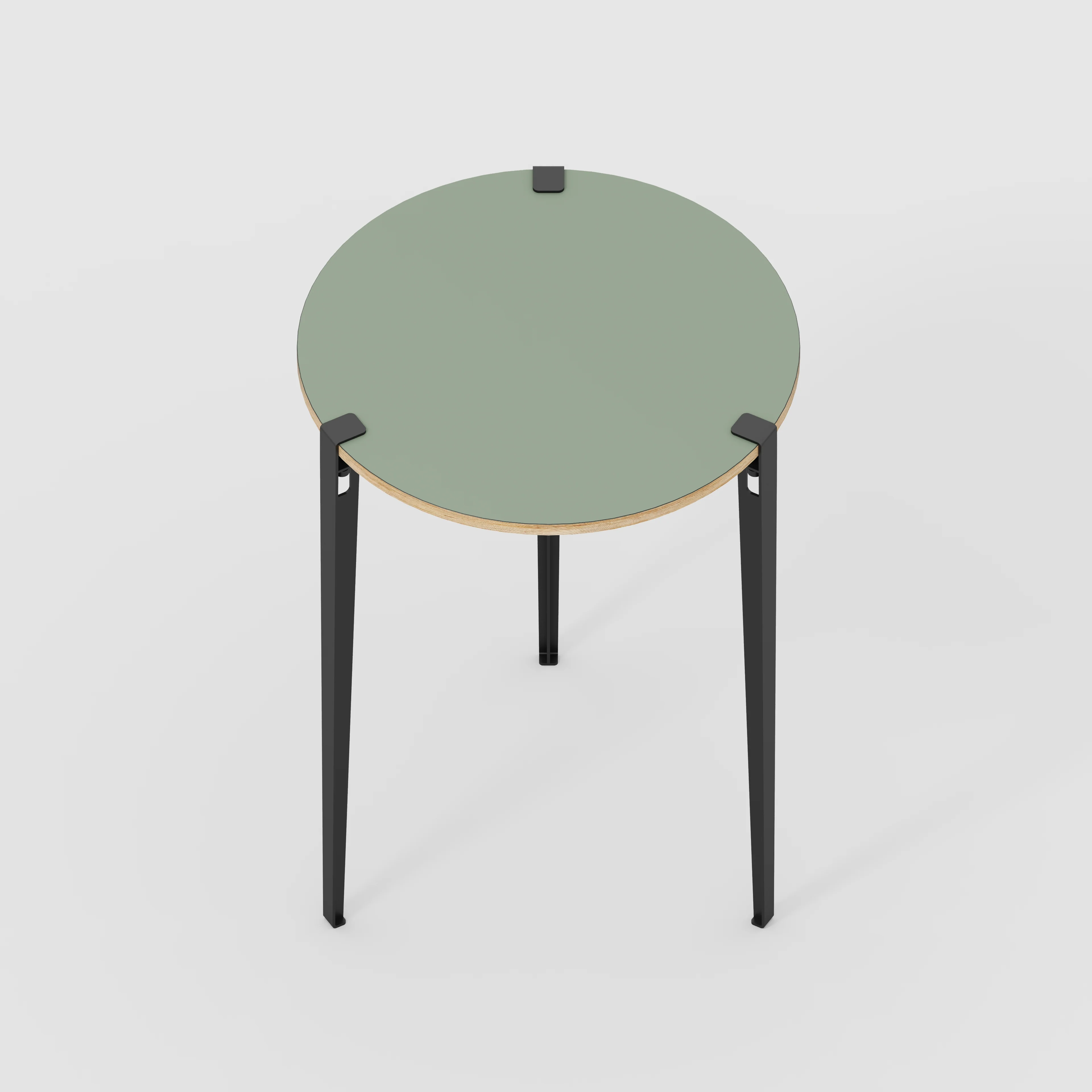 Plywood Round Table with Black Tiptoe Legs - Formica Green Slate - 800(dia) x 1100(h) - Image 5