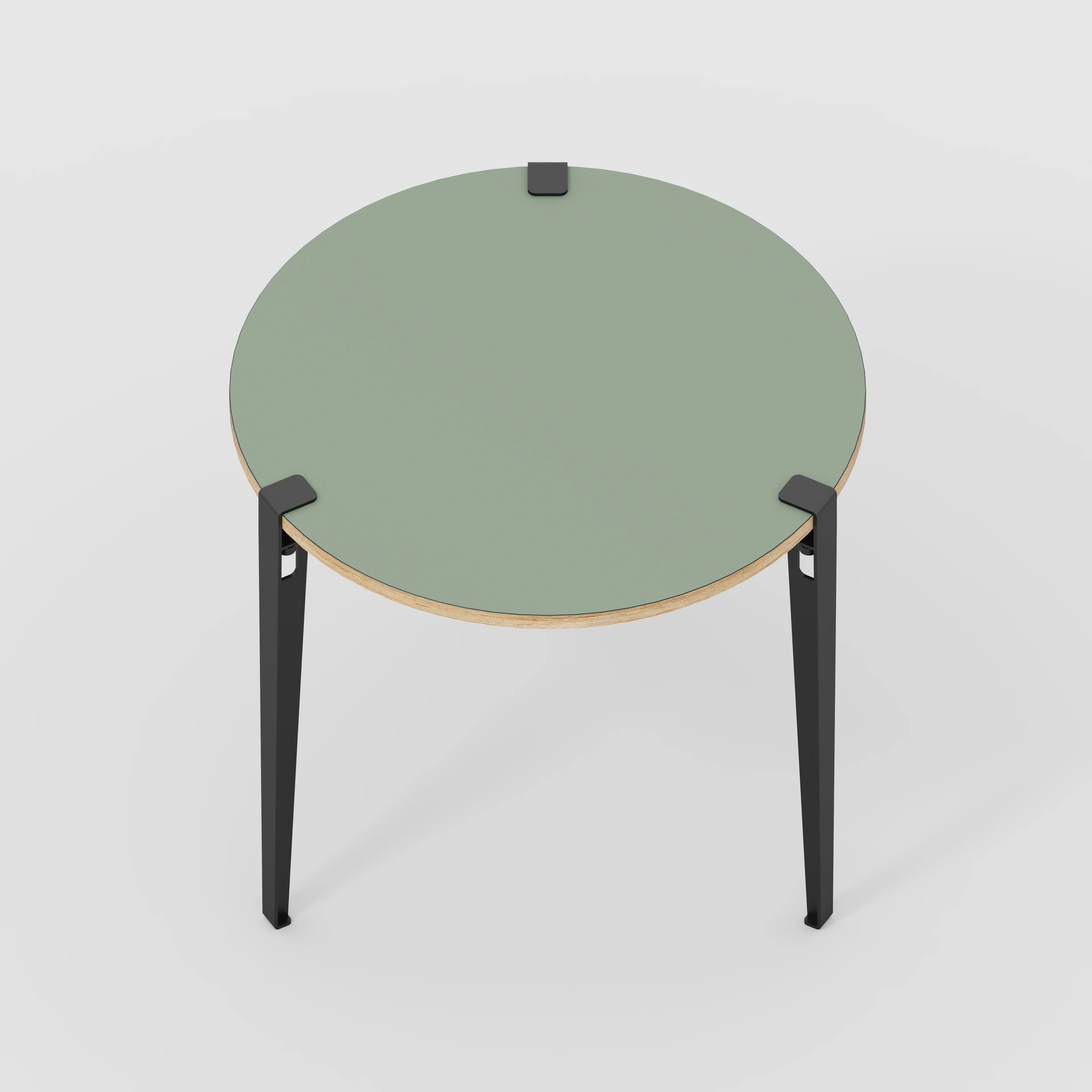 Plywood Round Table with Black Tiptoe Legs - Formica Green Slate - 800(dia) x 750(h) - Image 5